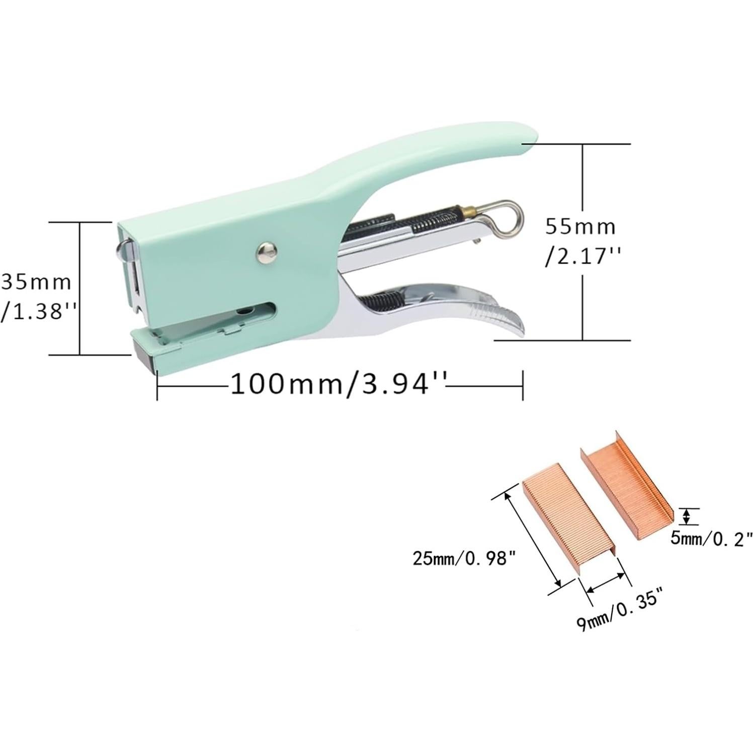 Grapadora Manual Verde XiowDow con 1000 Grapas Doradas No.10