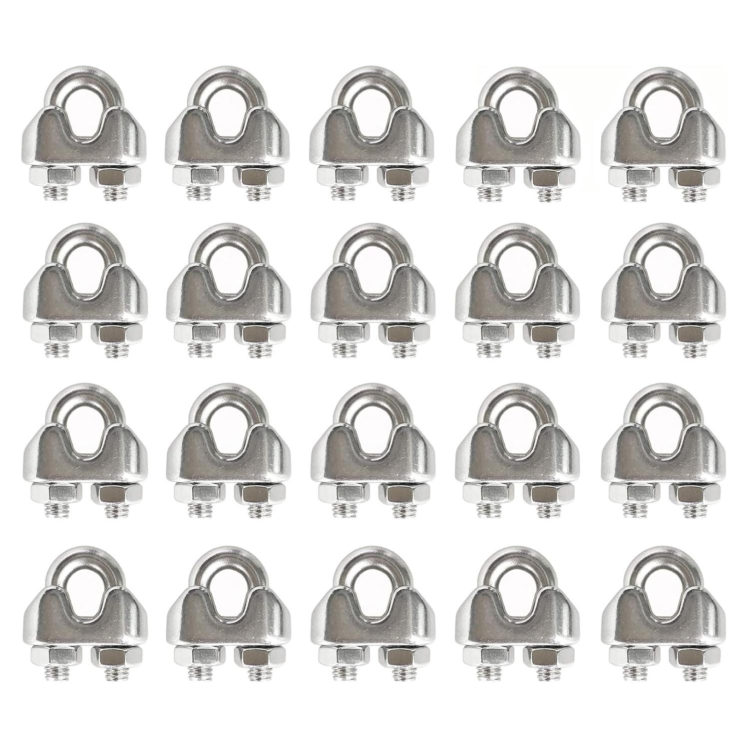 20 Abrazaderas de Cable de Acero Inoxidable HEVER M3 17x8.5mm