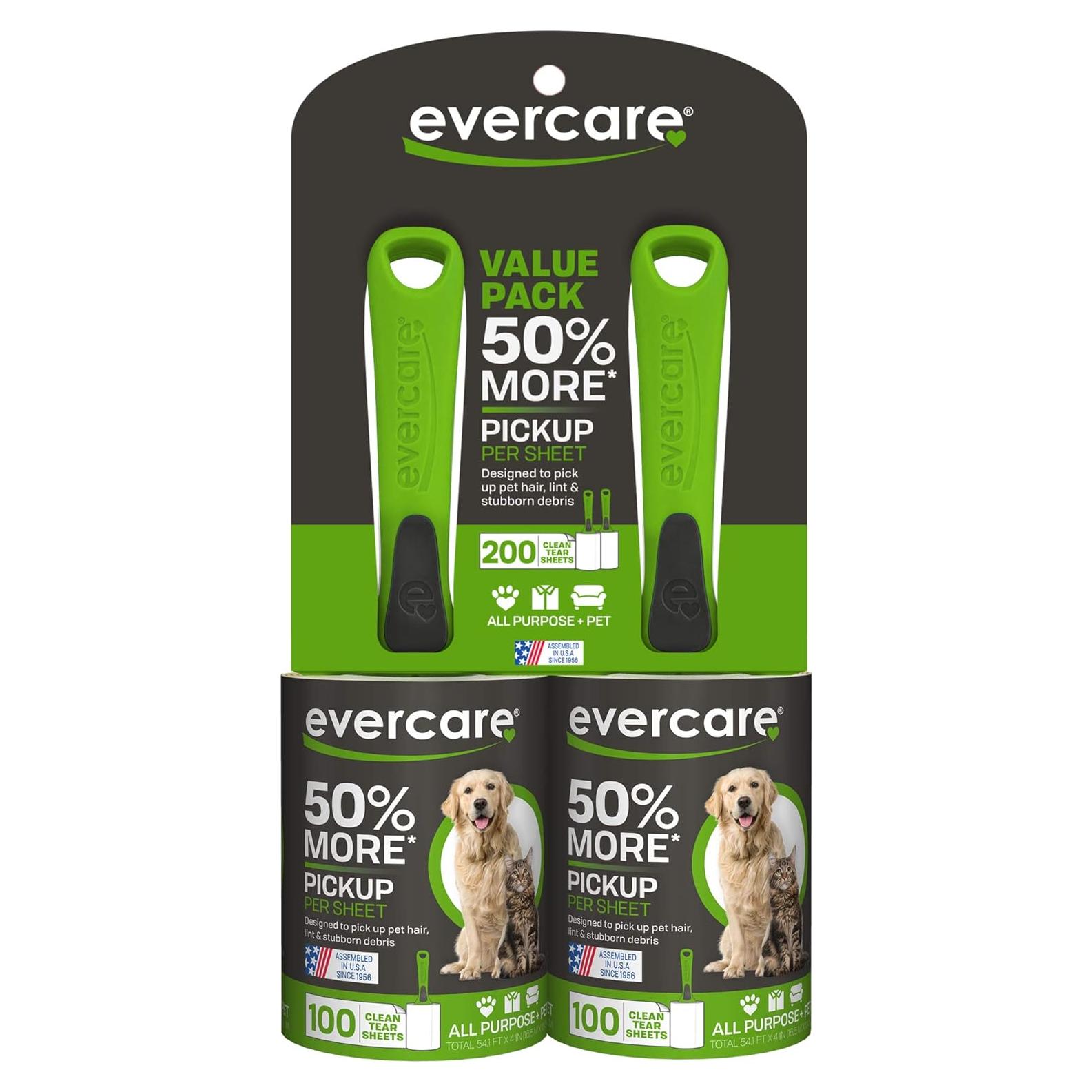 Paquete Doble Rodillos Adhesivos Evercare Pet 200 Hojas