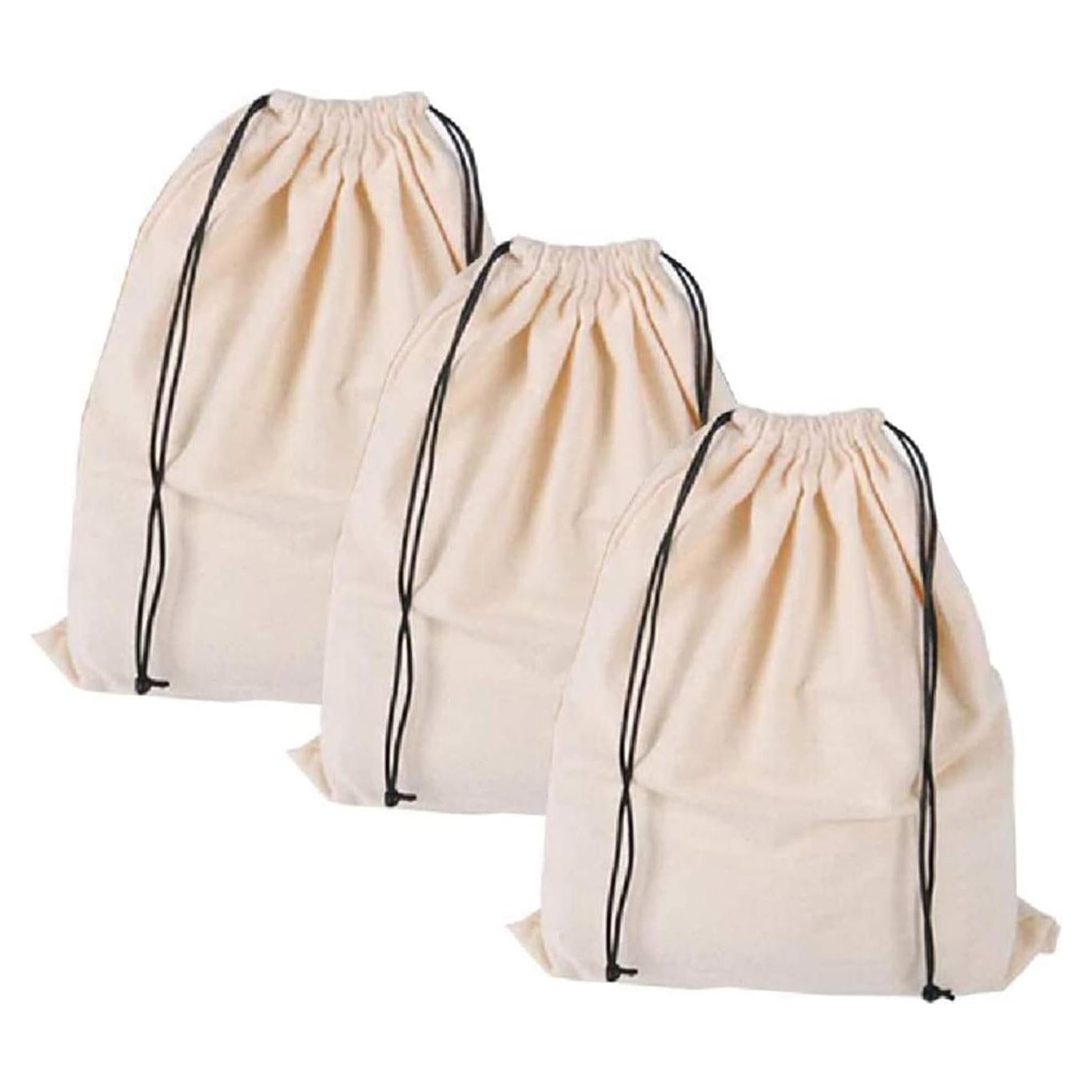 MISSLO Set de 3 Bolsas de Almacenamiento Algodón S Beige