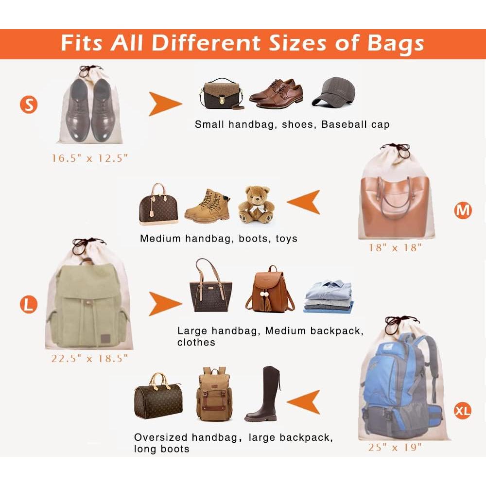 MISSLO Set de 3 Bolsas de Almacenamiento Algodón S Beige