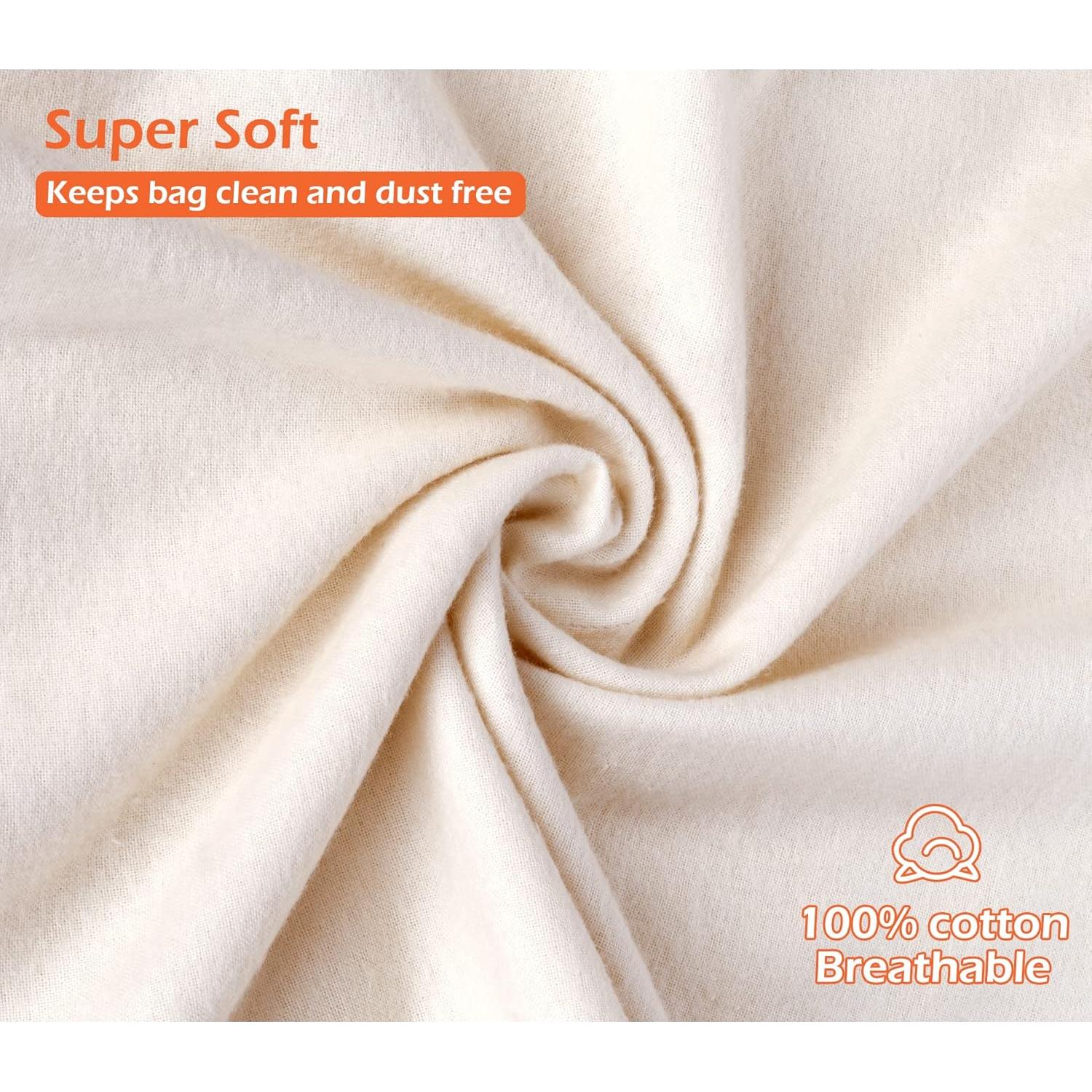 MISSLO Set de 3 Bolsas de Almacenamiento Algodón S Beige