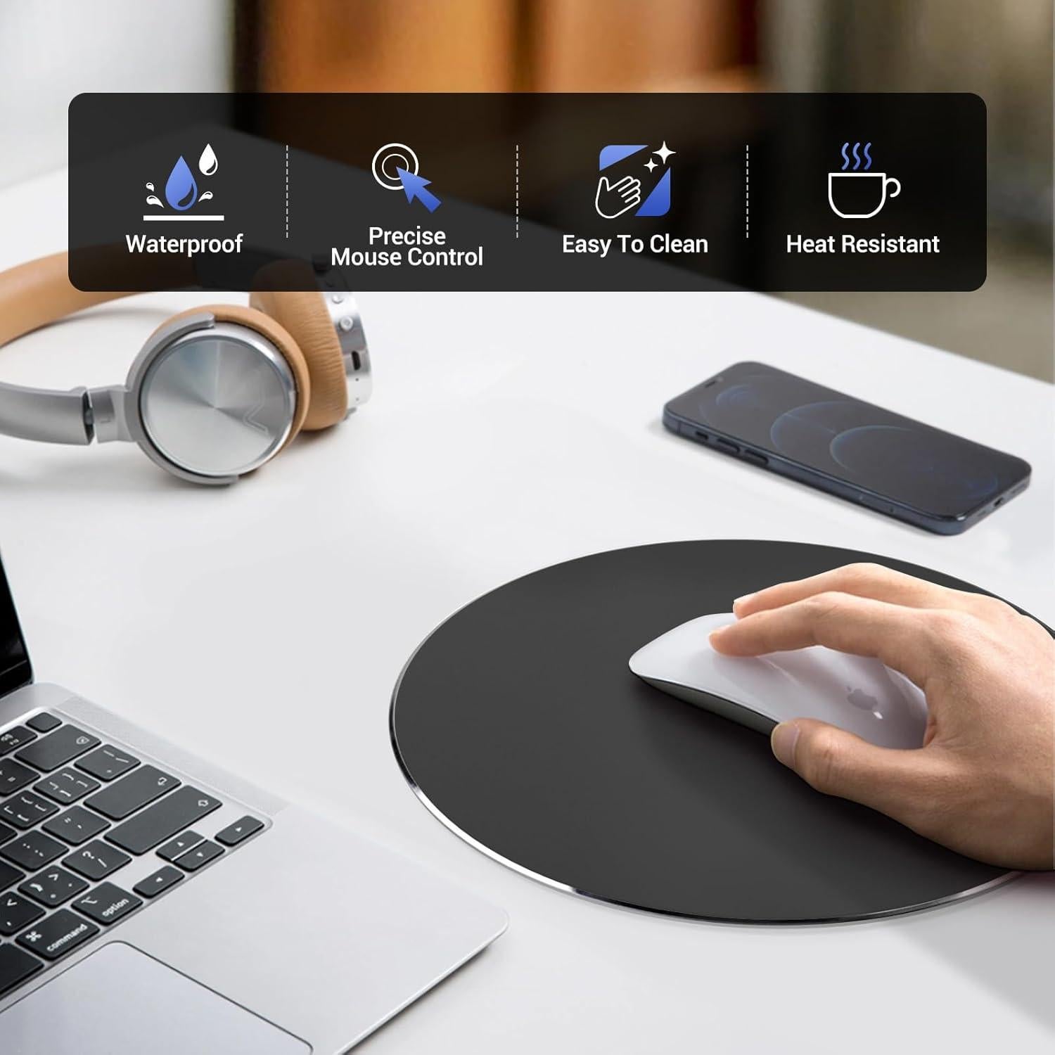 Alfombrilla de Ratón Doble Cara HONKID 20x20cm Negra