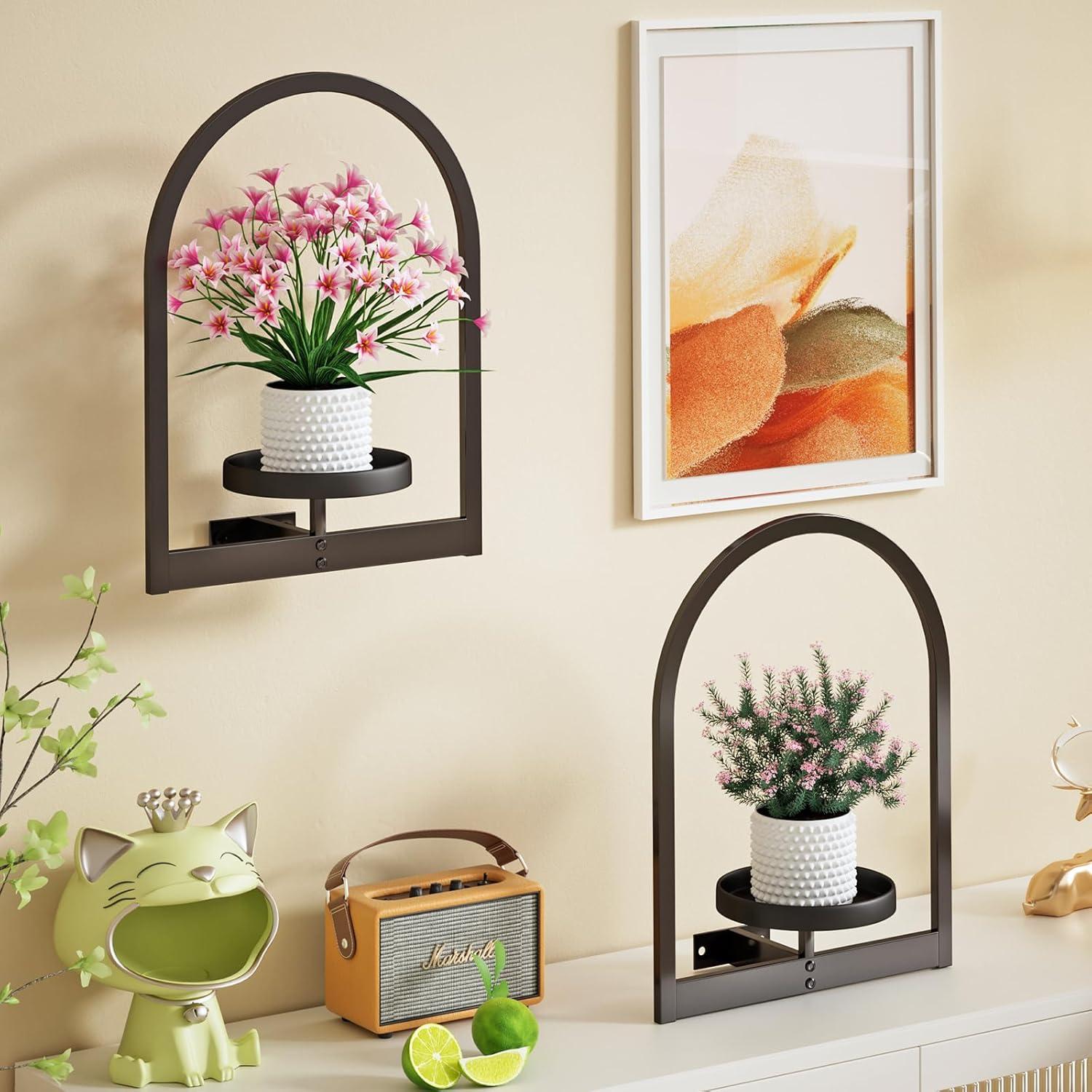 Soporte de Planta de Pared Flenpptly 2 Paquete Negro Hierro