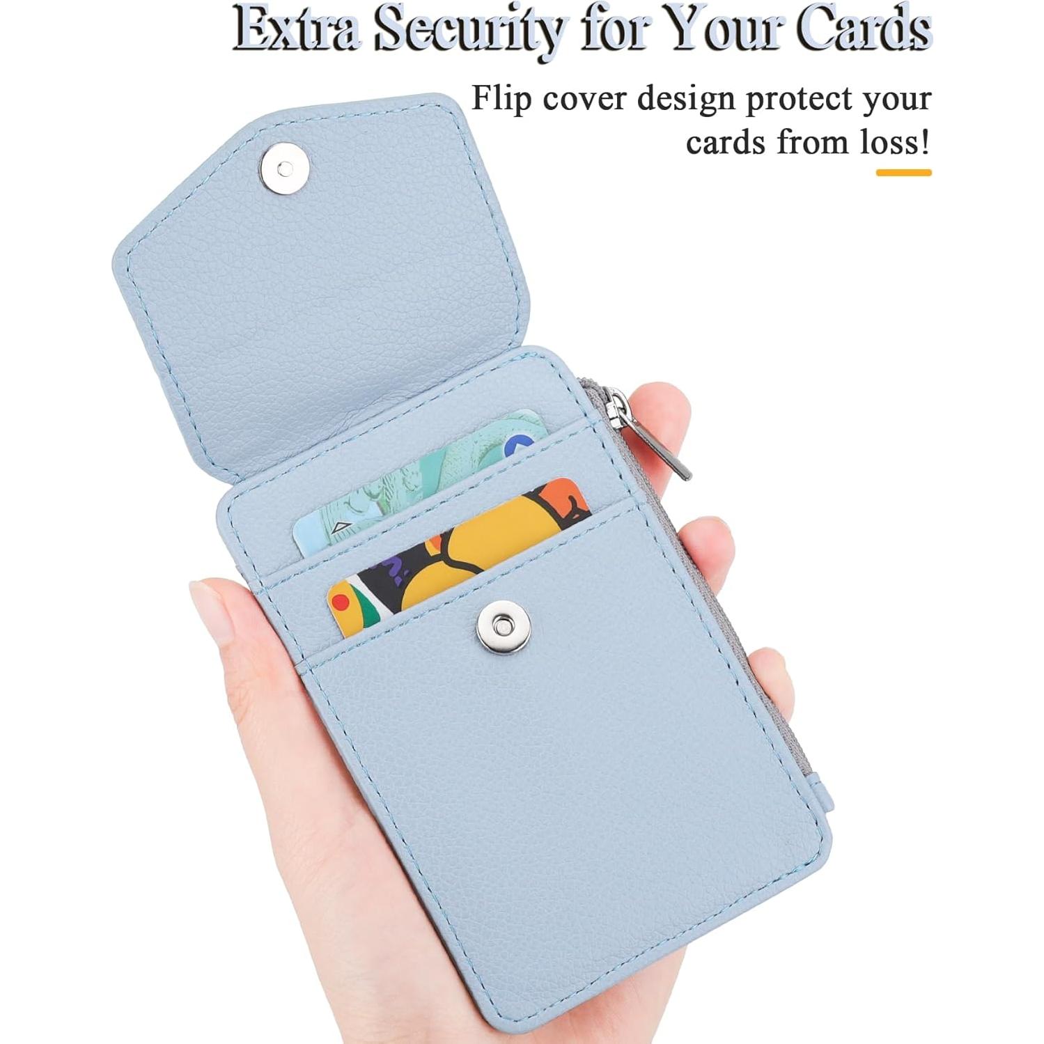 Porta Credencial Teskyer Cuero Cian Lichi con Cremallera