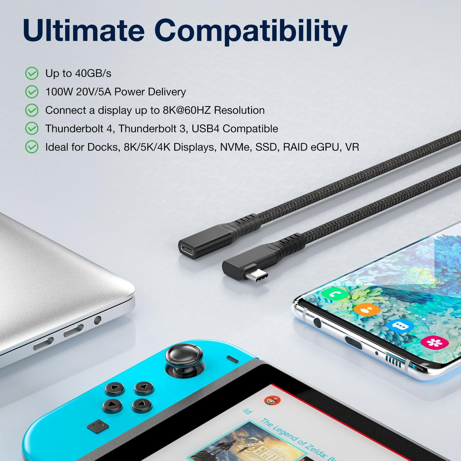 Cable de Extensión USB4 240W 1FT UseBean Carga Rápida 8K