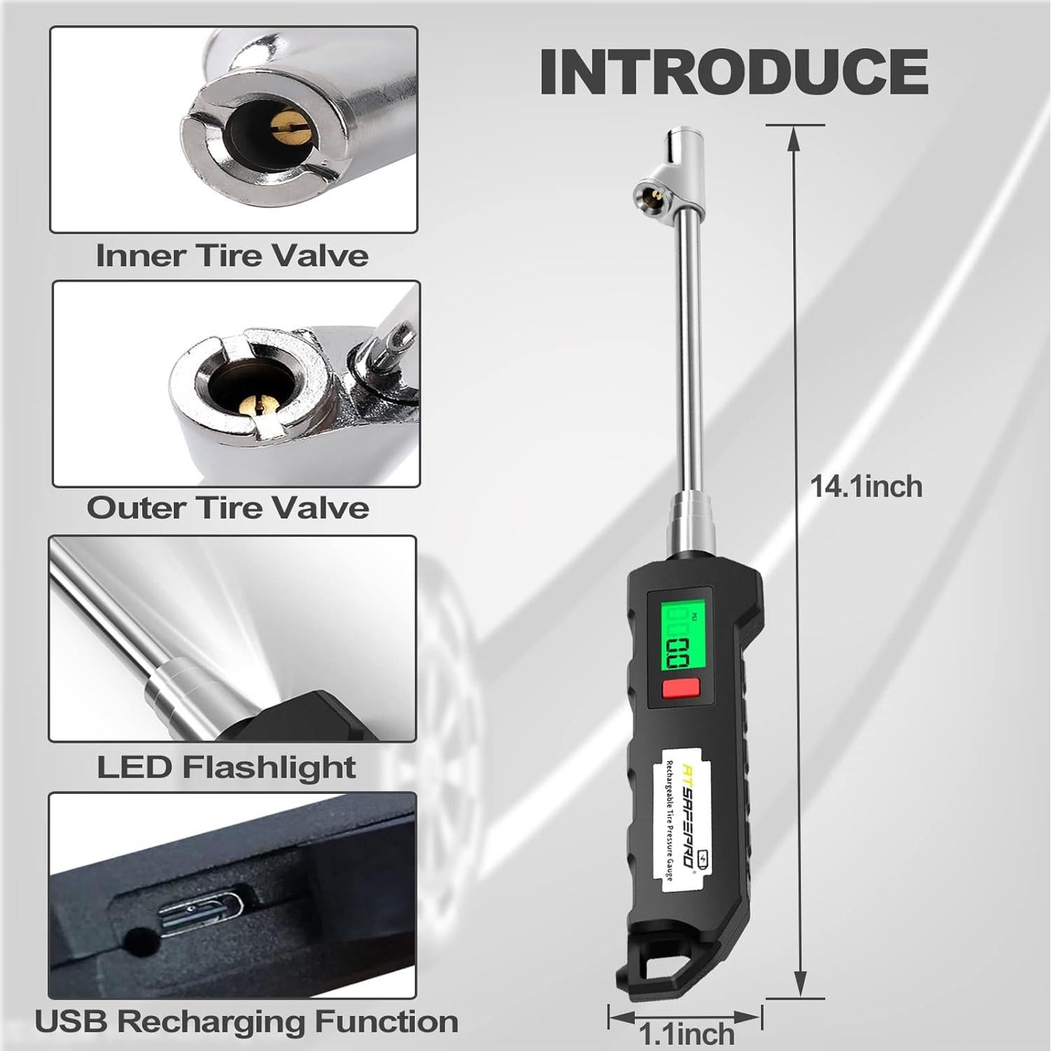 Inflador de Neumáticos Digital ATsafepro 150 PSI Recargable