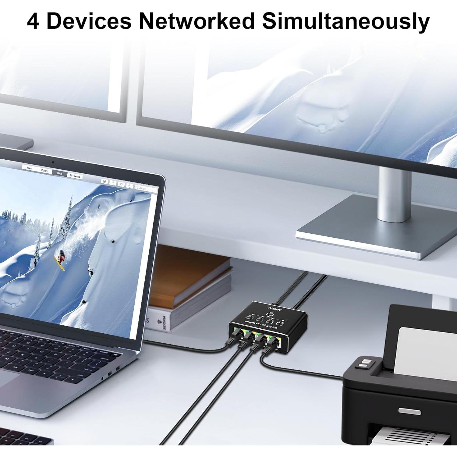 Divisor Ethernet Gigabit 1 a 4 Arceli RJ45 1000Mbps