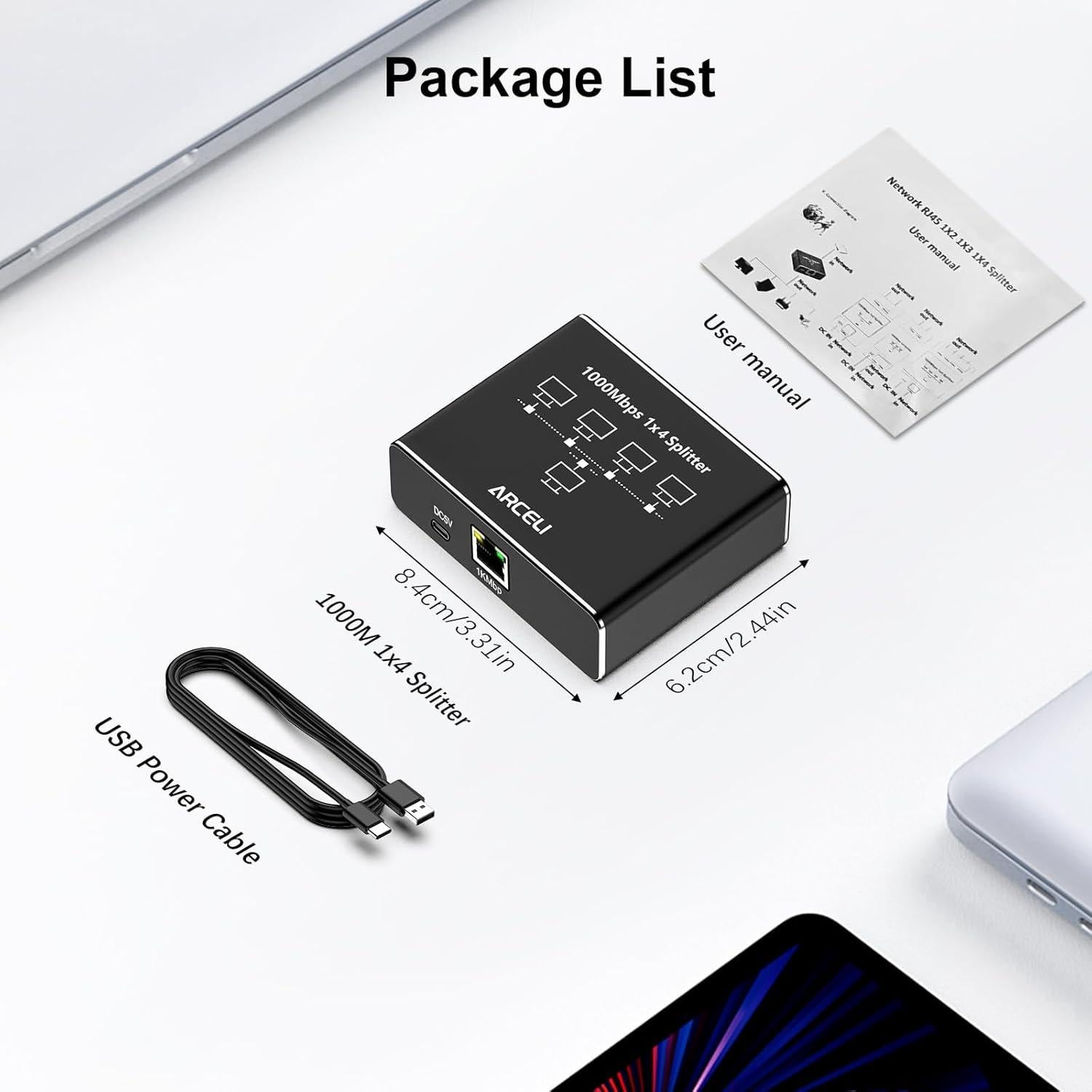Divisor Ethernet Gigabit 1 a 4 Arceli RJ45 1000Mbps