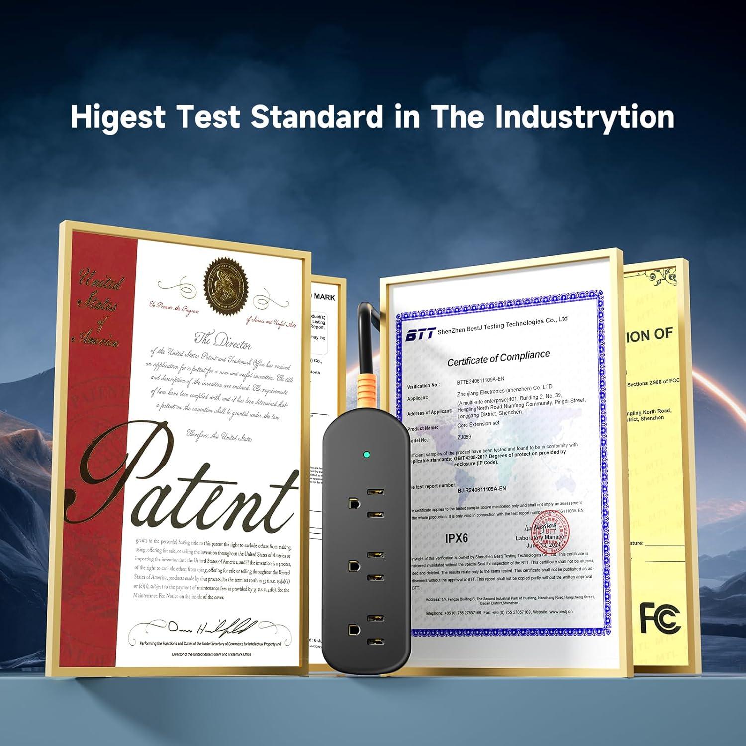 Regleta de Enchufes Impermeable CAKINKON 3 Salidas 1625W