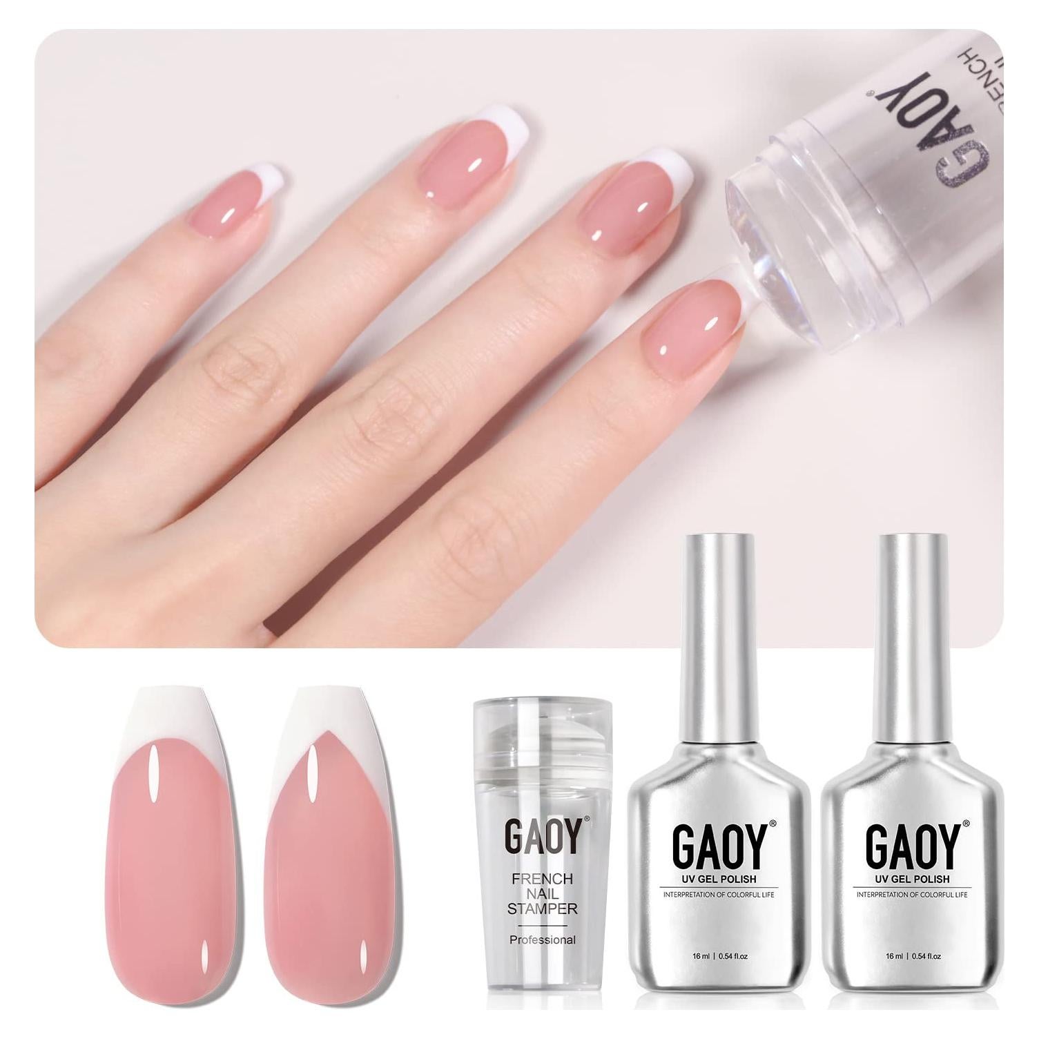 Kit de Manicura Francesa GAOY - Sellador y 2 Esmaltes Gel 16ml
