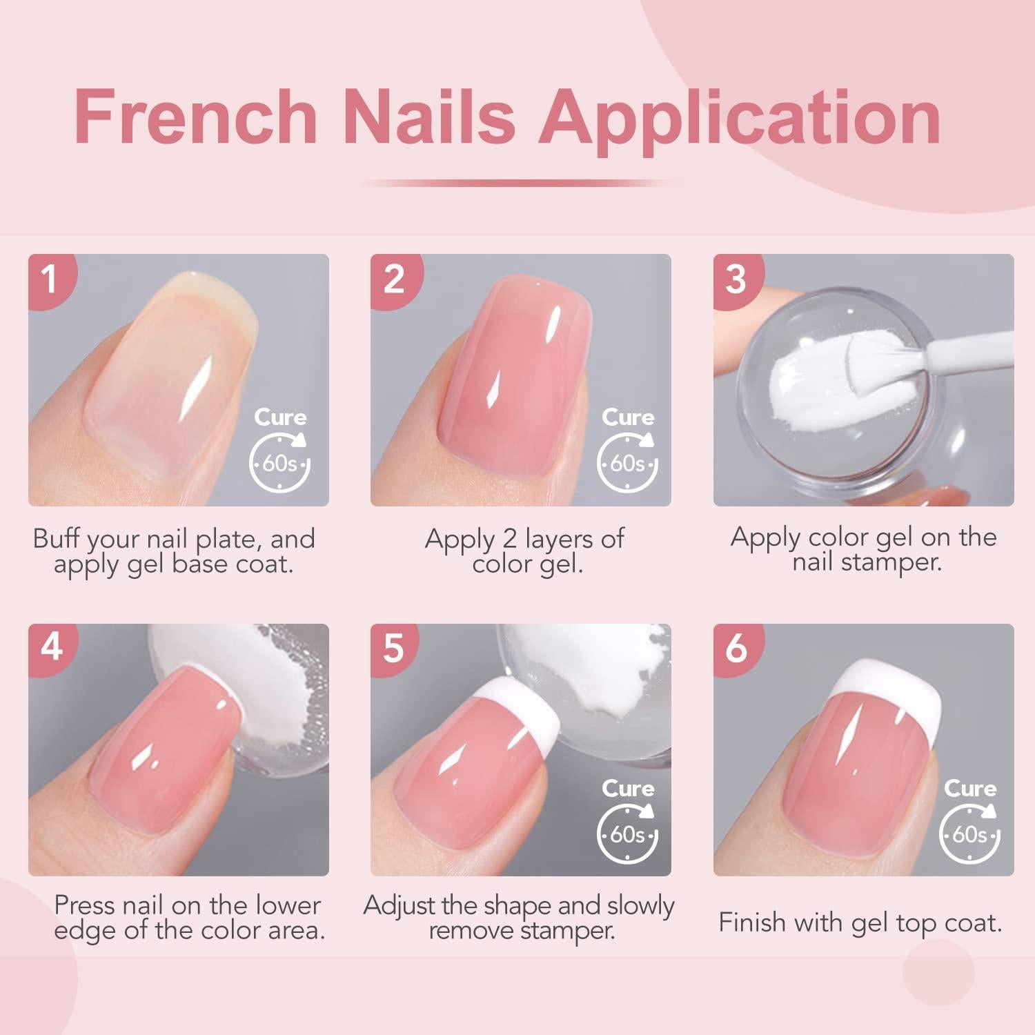 Kit de Manicura Francesa GAOY - Sellador y 2 Esmaltes Gel 16ml