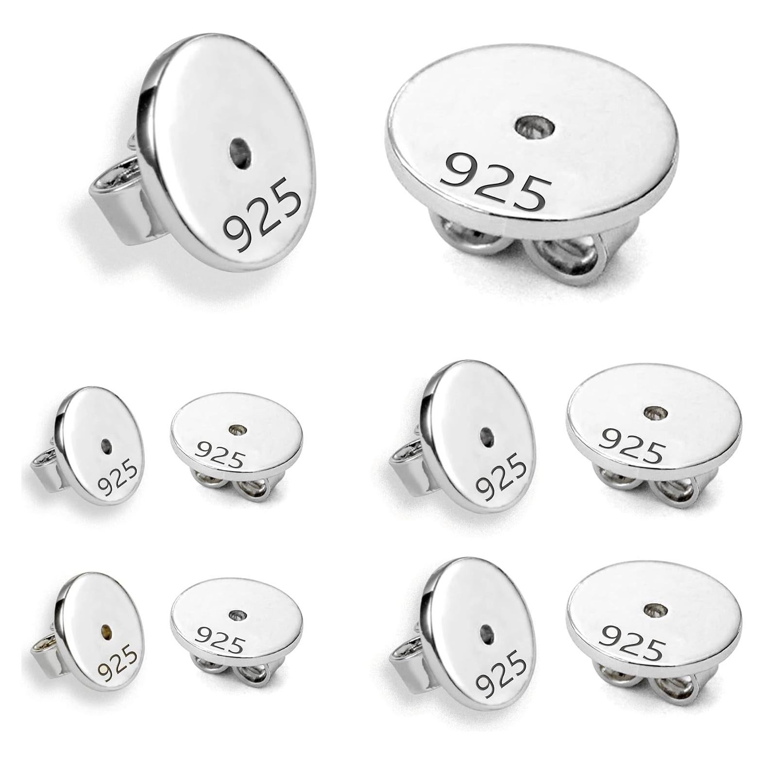 925 Sterling Silver Earring Backs for Studs Hypoallergenic Earring Backs for Droopy Ears Back for Heavy Earing Replacements（4 Pairs）
