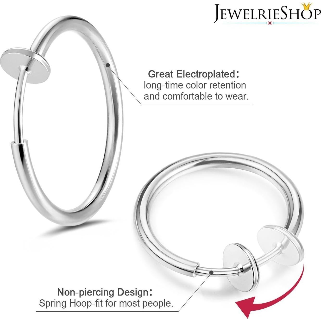 Pendientes de Aro Clip JewelrieShop 5 Pares Tamaños Mixtos