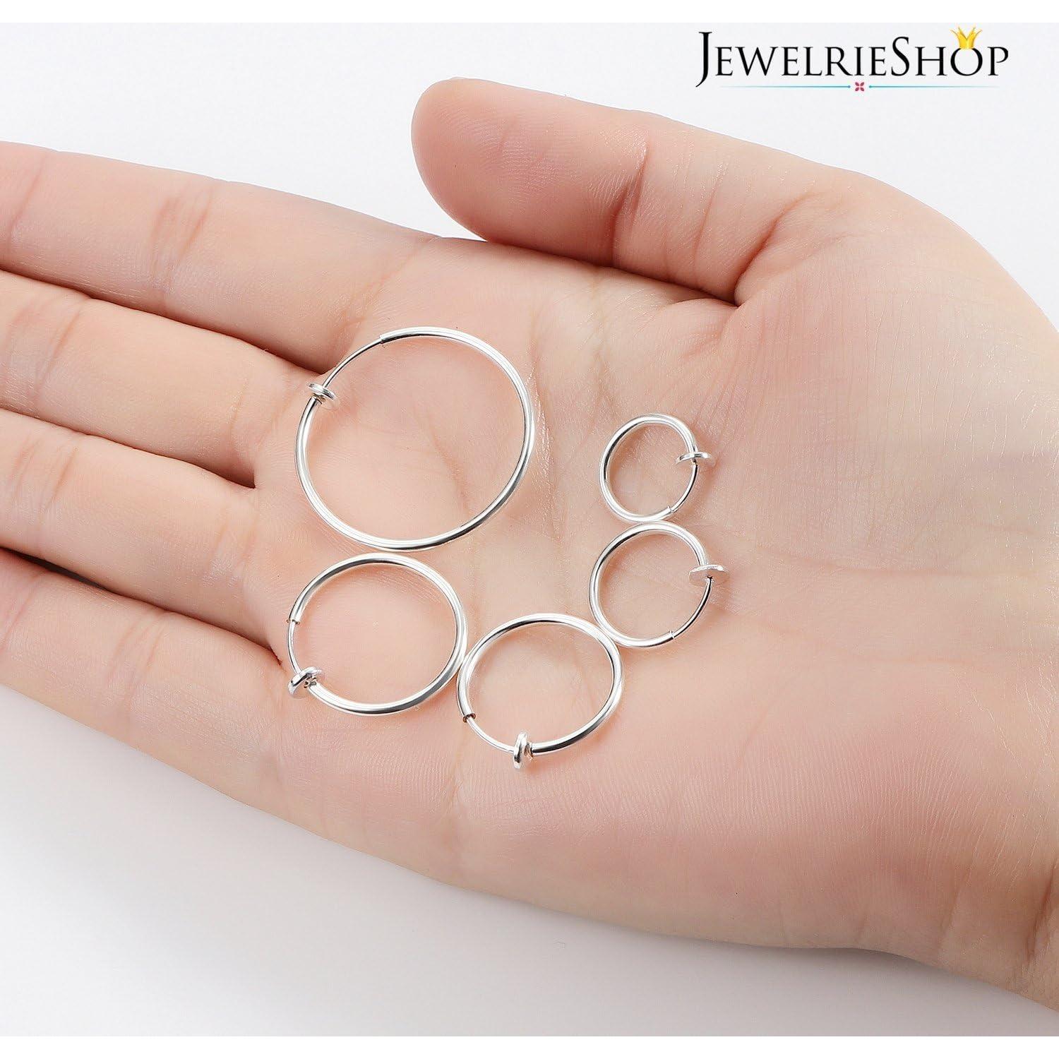 Pendientes de Aro Clip JewelrieShop 5 Pares Tamaños Mixtos