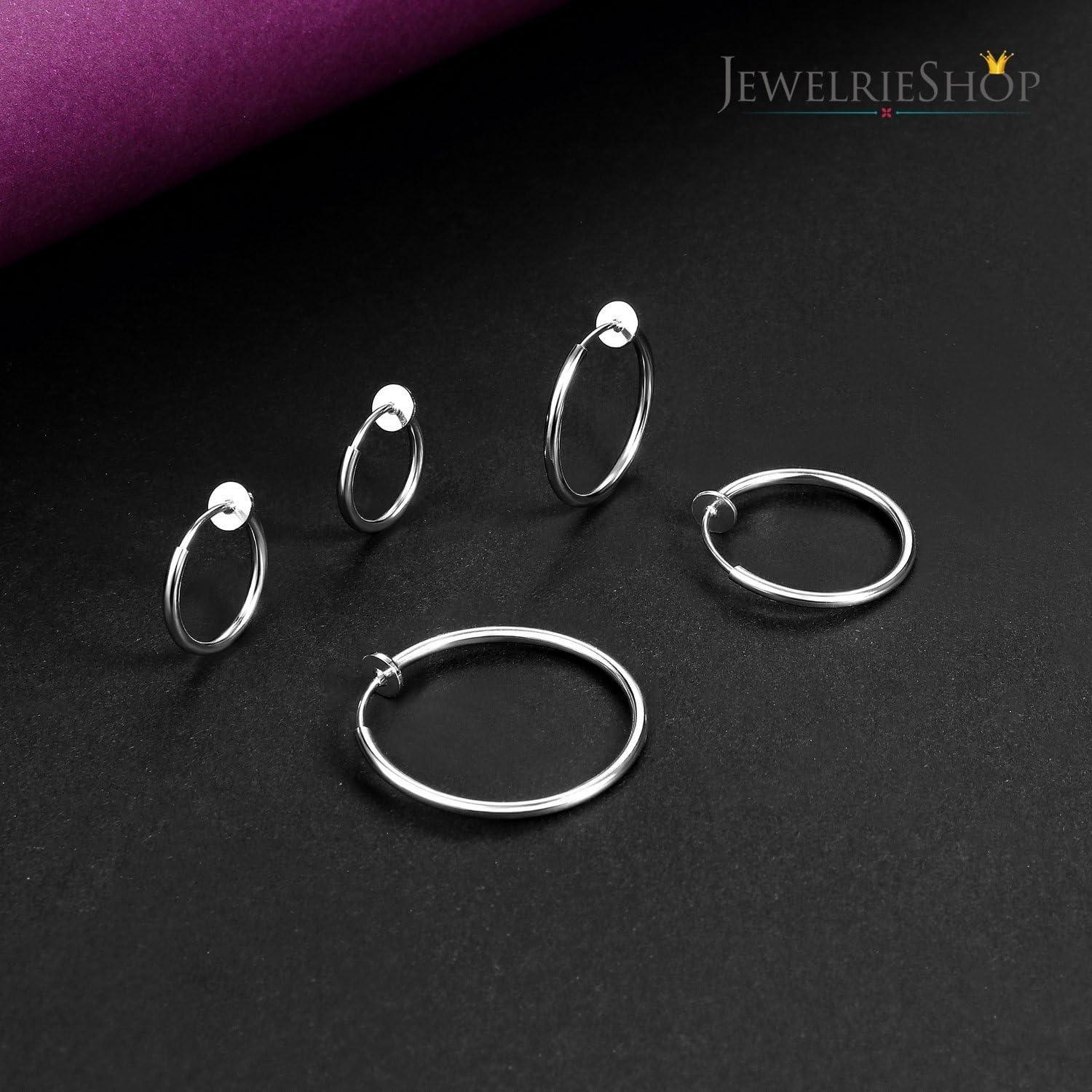 Pendientes de Aro Clip JewelrieShop 5 Pares Tamaños Mixtos