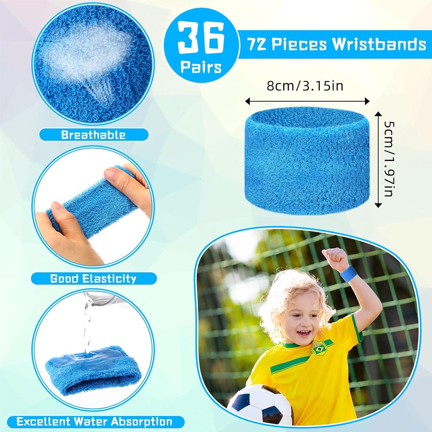 Bandas de Sudor para Niños Leyndo 72 Pcs Algodón Multicolor
