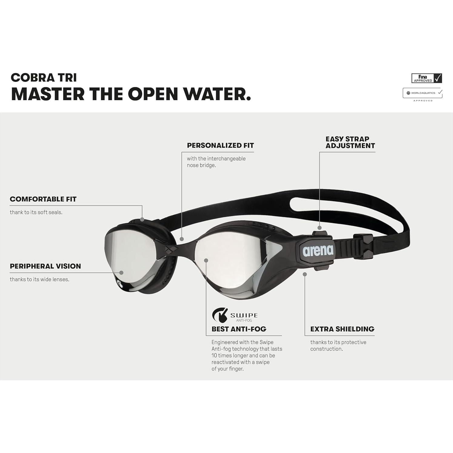 Gafas de Natación Anti-Niebla Swipe ARENA Cobra Tri Unisex