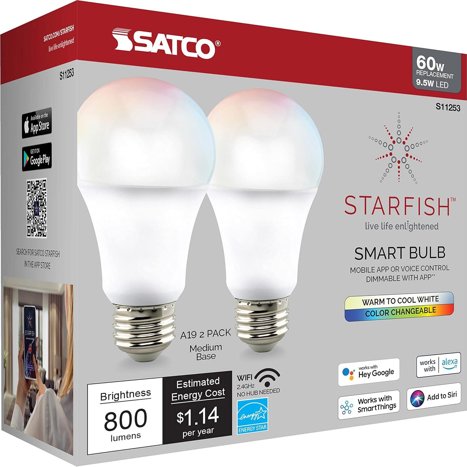 Bombilla LED Inteligente Satco Estrella de Mar A19 9.5W