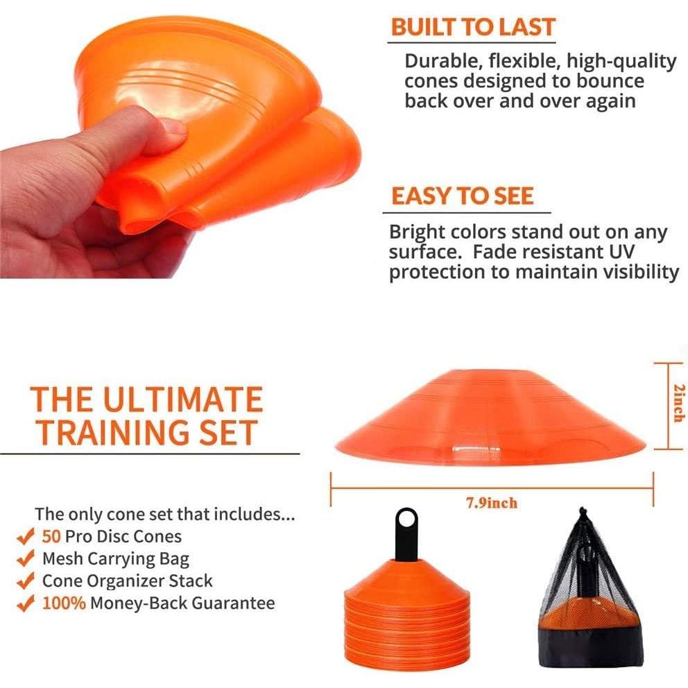 Conos de Disco de Entrenamiento Biggz - 50 Piezas Naranjas