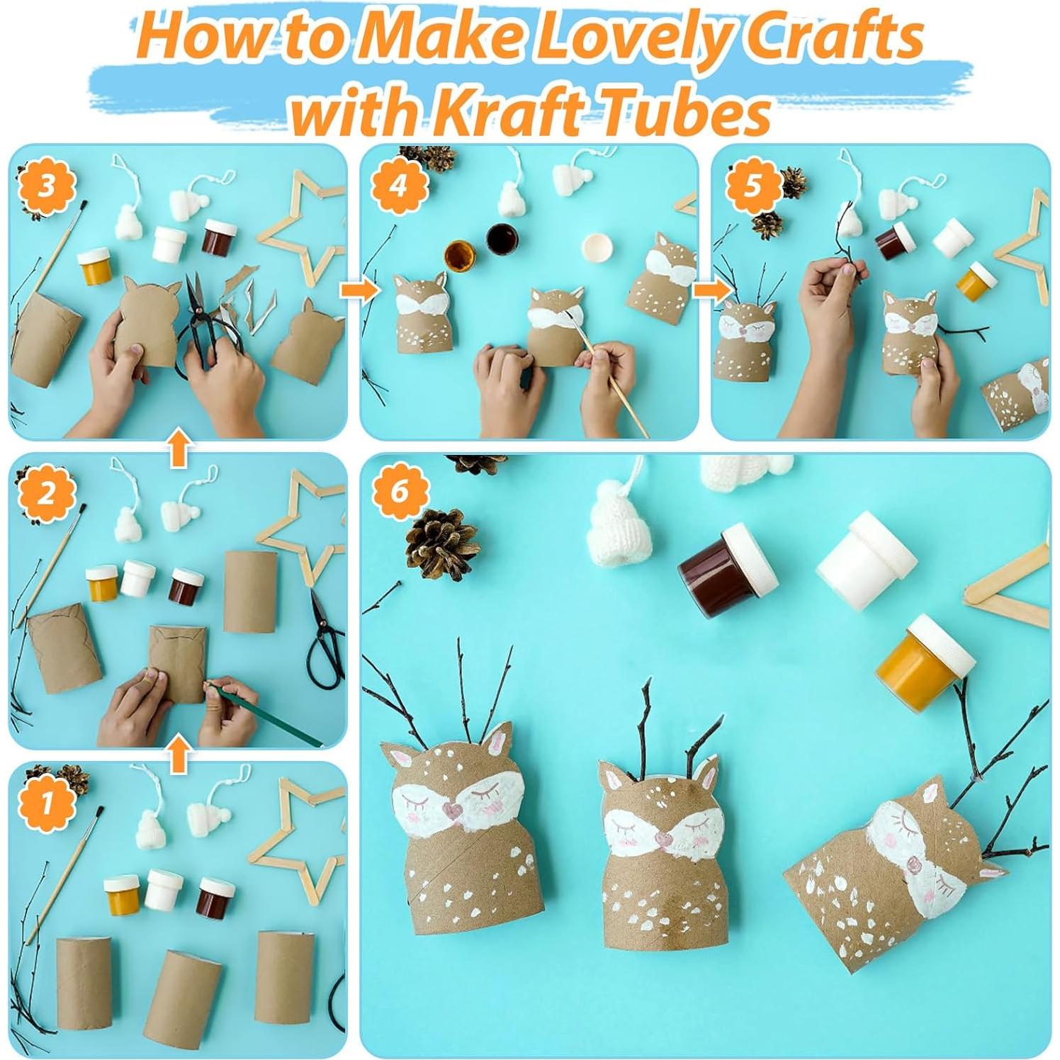 120 Tubos de Cartón para Manualidades MAPVOLUT - Papel Kraft 8.5 cm