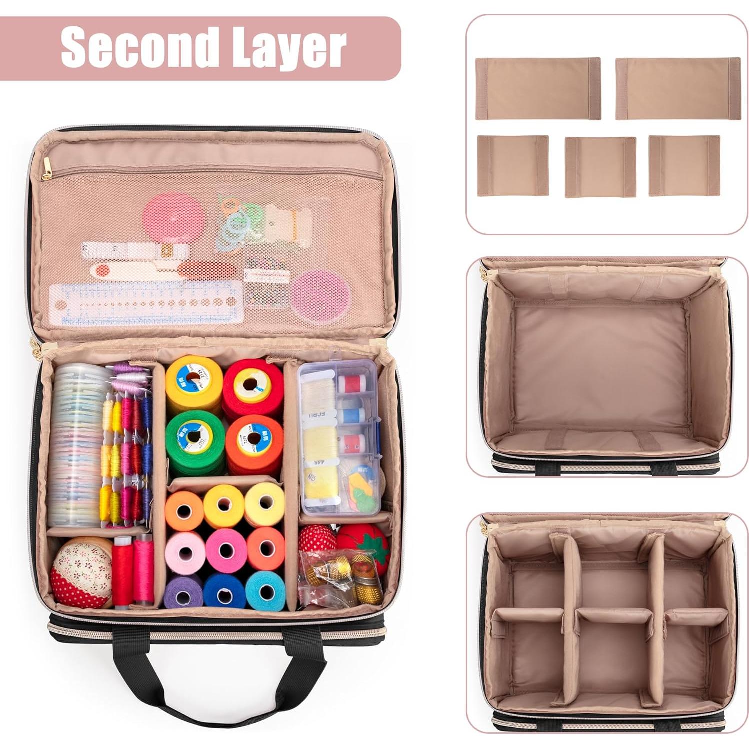 Organizador de Costura YARWO Doble Capa 30x20x25cm Negro