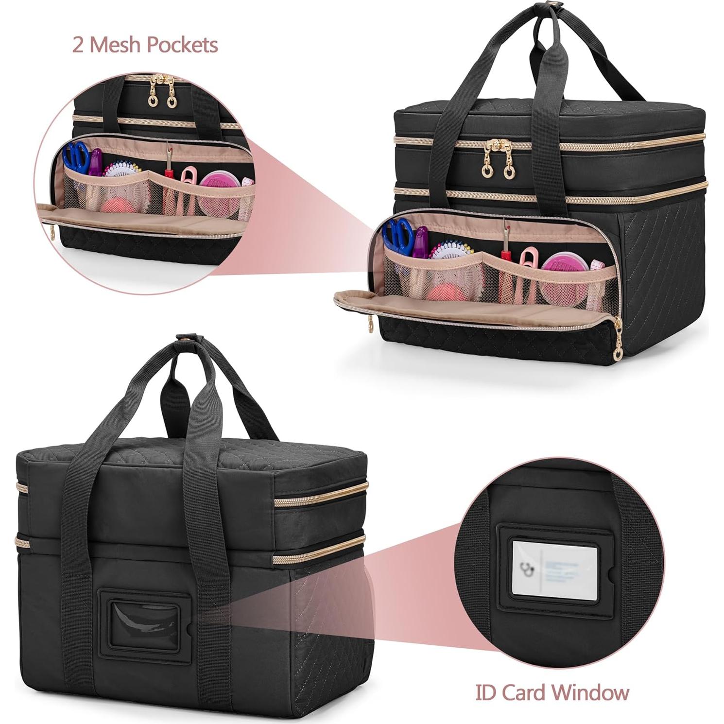 Organizador de Costura YARWO Doble Capa 30x20x25cm Negro