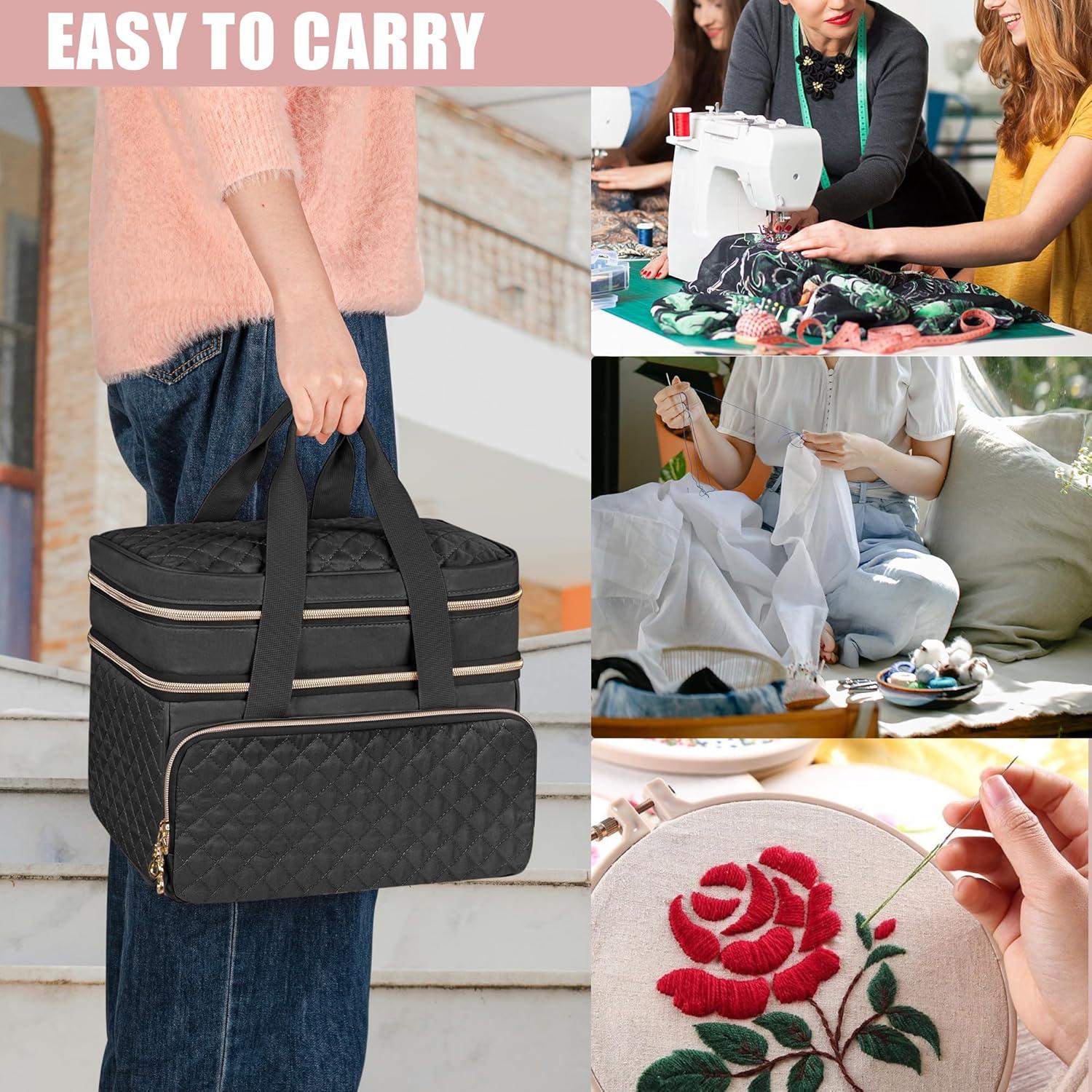 Organizador de Costura YARWO Doble Capa 30x20x25cm Negro