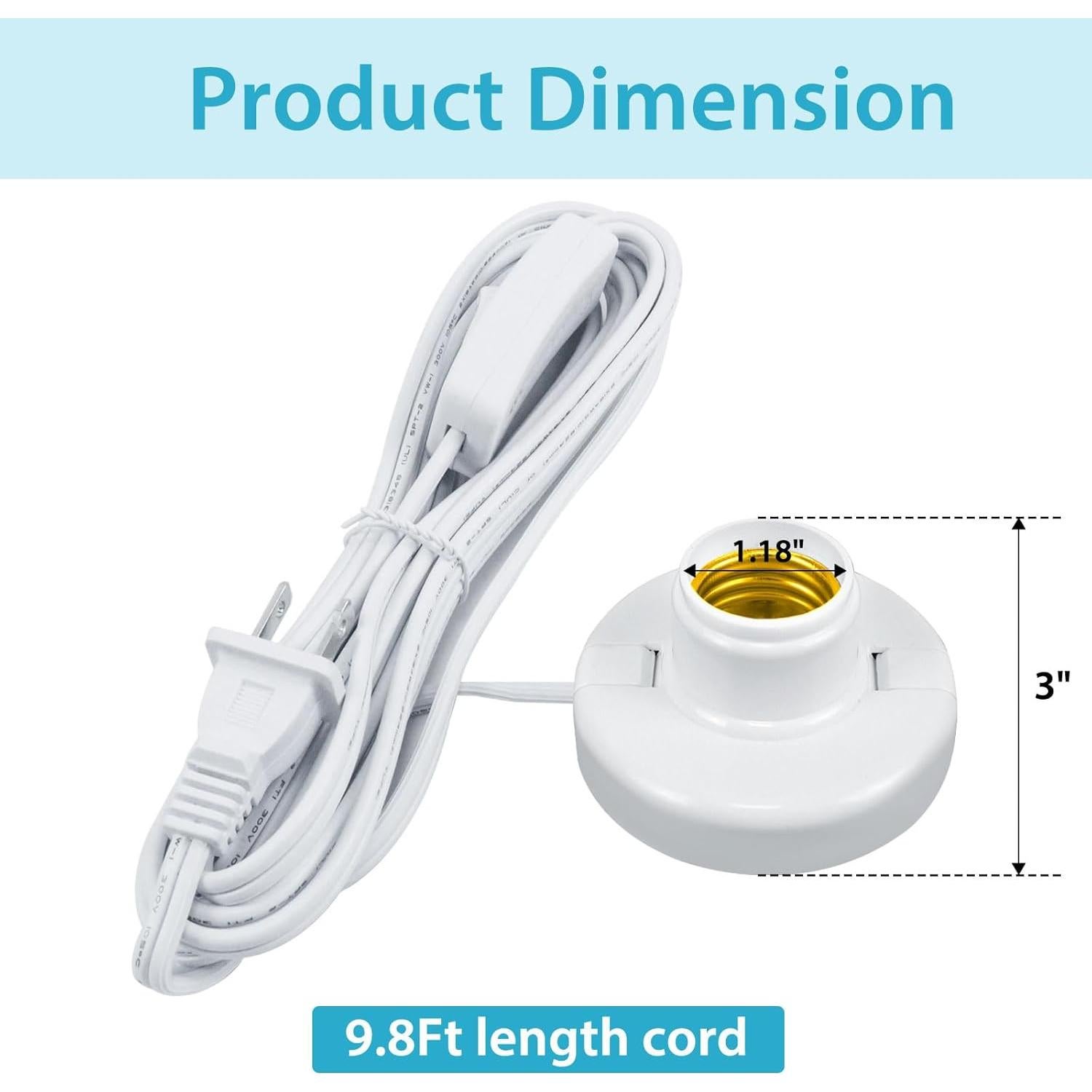 Portalámparas E26/E27 CXLHO con Cable de 2.99m y Interruptor