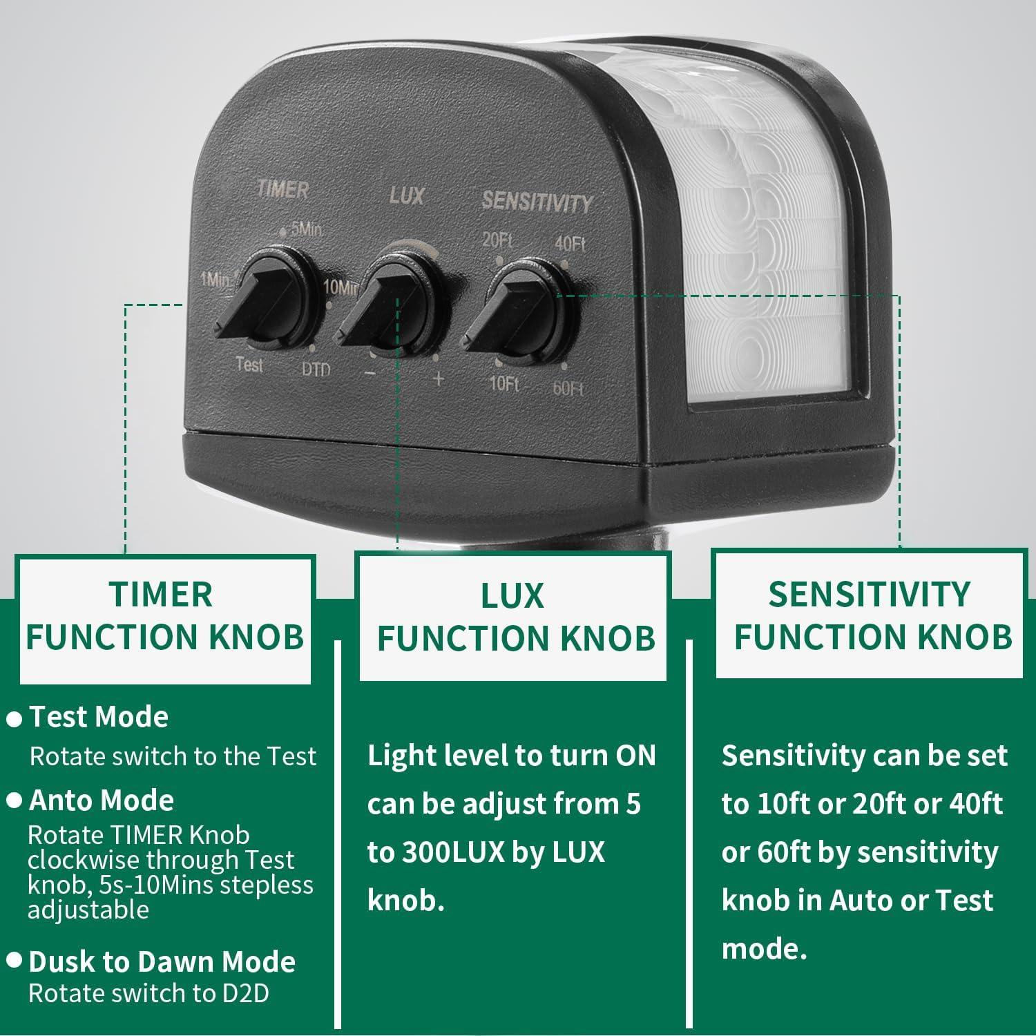 Sensor de Movimiento AizzKry 240° Ajustable IP65 18m