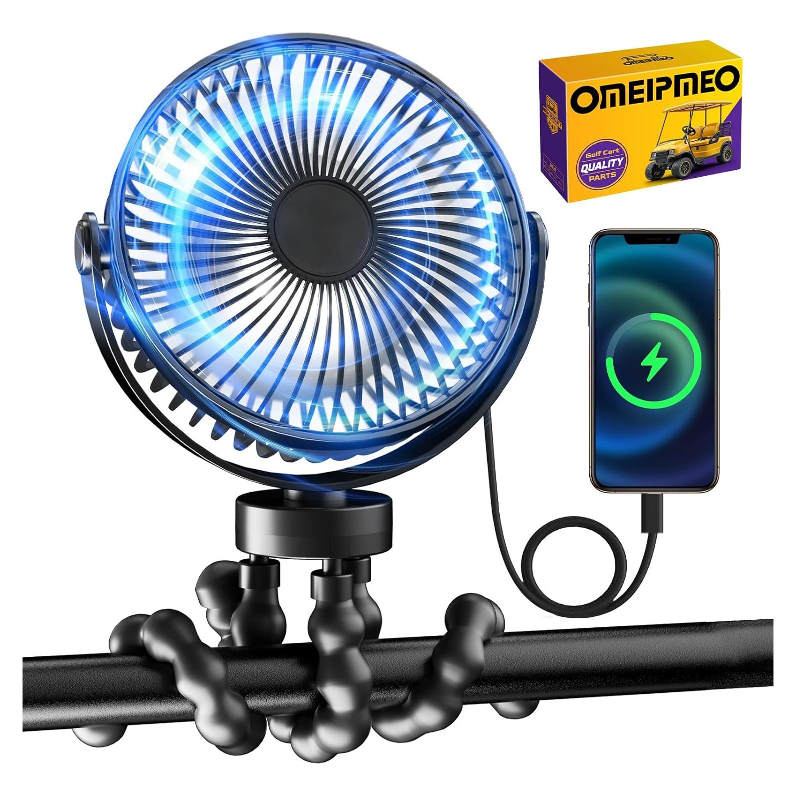 Ventilador Recargable OMEIPMEO para Carro de Golf 12000mAh