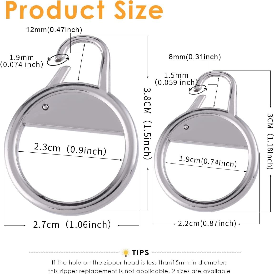 Reemplazo Tirador de Cremallera Metal 8PCS 1 one enjoy Negro/Plata