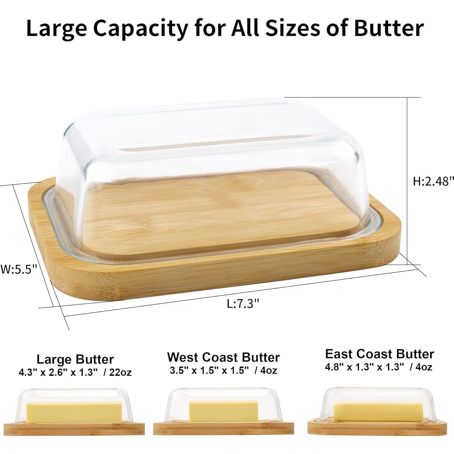 Plato de Mantequilla de Vidrio BTWD con Tapa Hermética 650ml