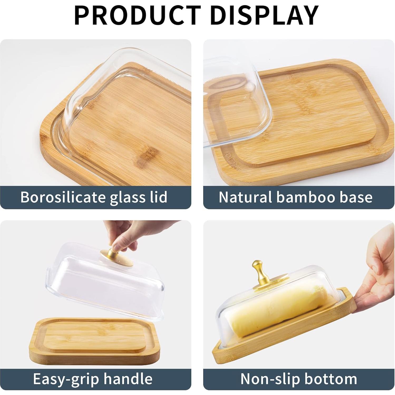 Plato de Mantequilla de Vidrio BTWD con Tapa Hermética 650ml