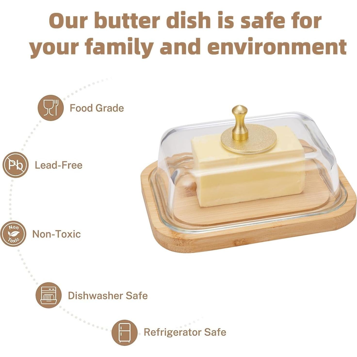 Plato de Mantequilla de Vidrio BTWD con Tapa Hermética 650ml