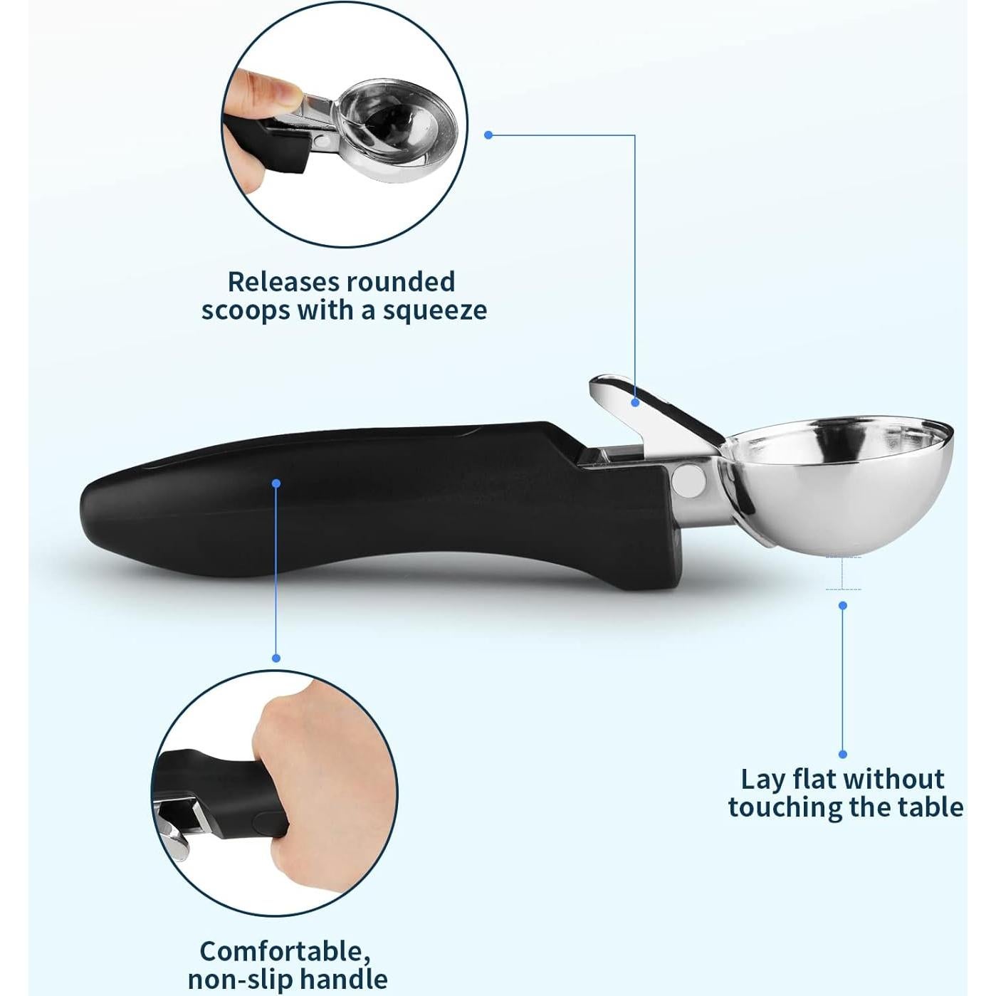 Cucharón de Helado OTVAFAVA Grande 45ml Mango Ergonómico Negro