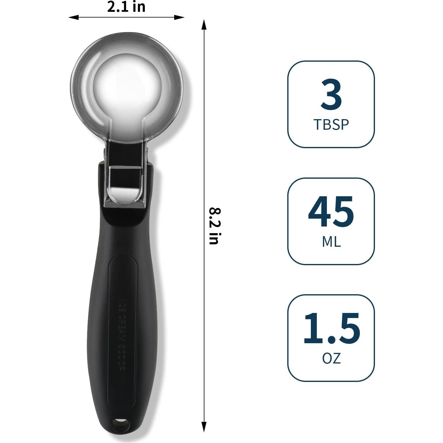 Cucharón de Helado OTVAFAVA Grande 45ml Mango Ergonómico Negro