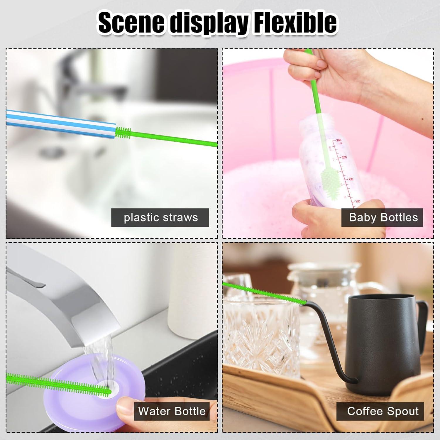 Juego de 3 cepillos de silicona PEUTIER para botellas y pajitas