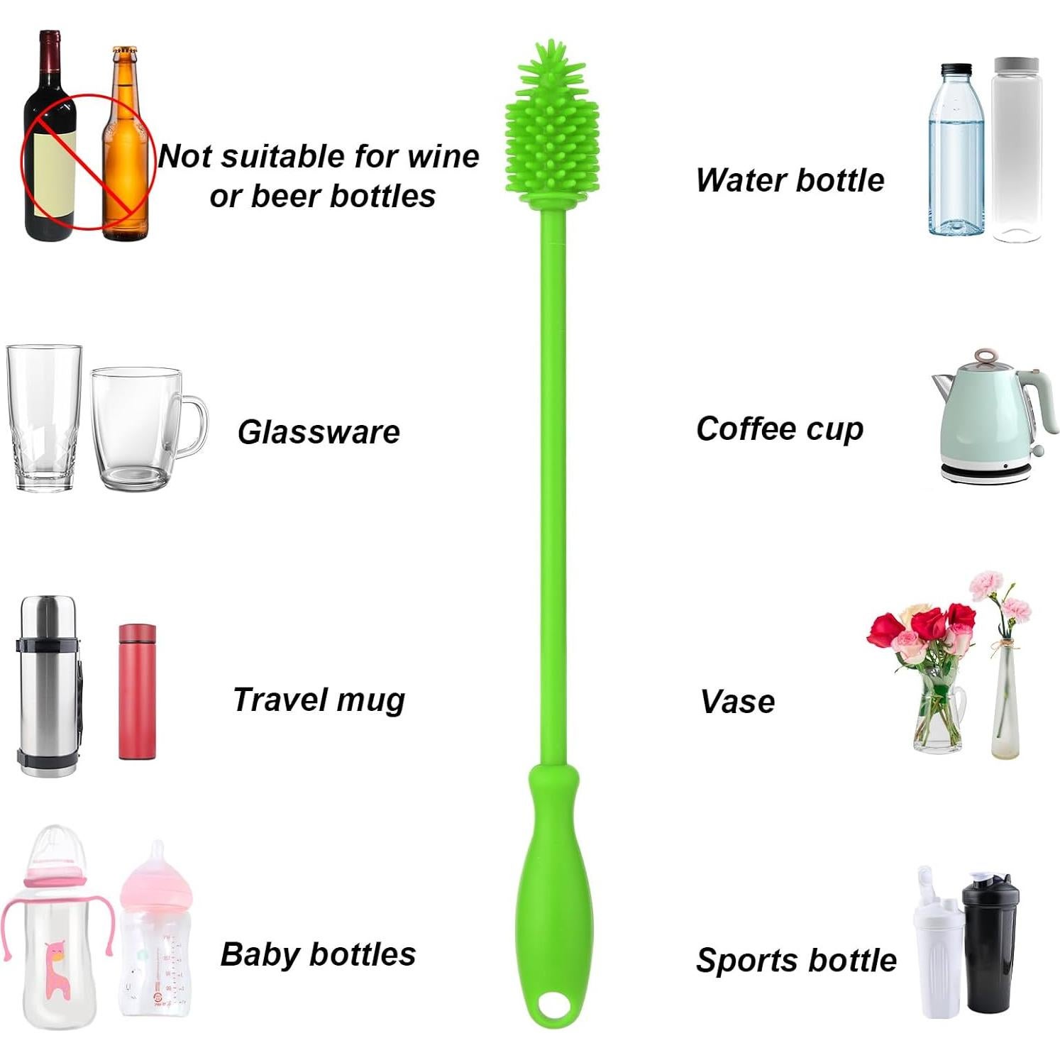 Juego de 3 cepillos de silicona PEUTIER para botellas y pajitas