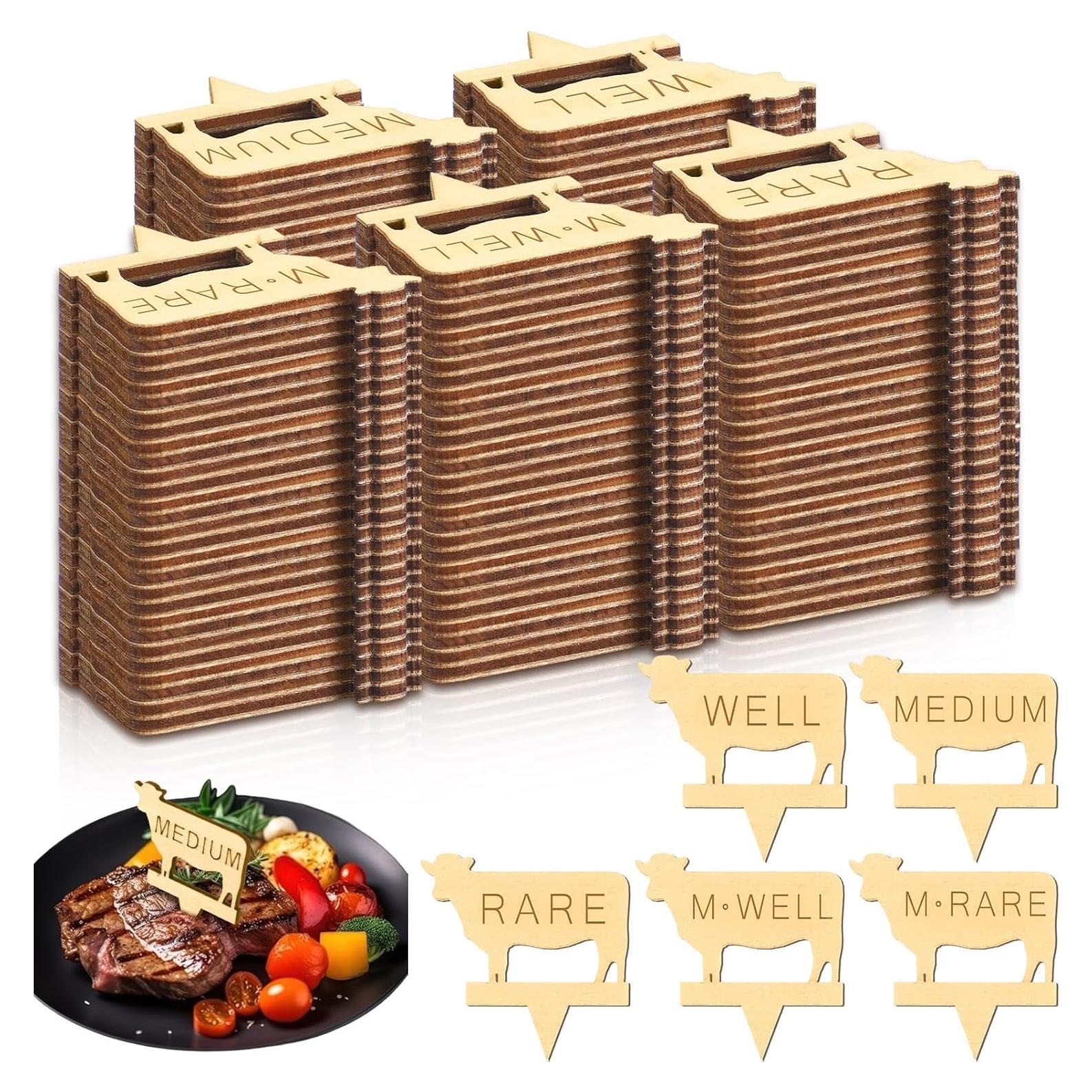 300 Palitos Marcadores de Carne Cinnvoice de Madera Beige