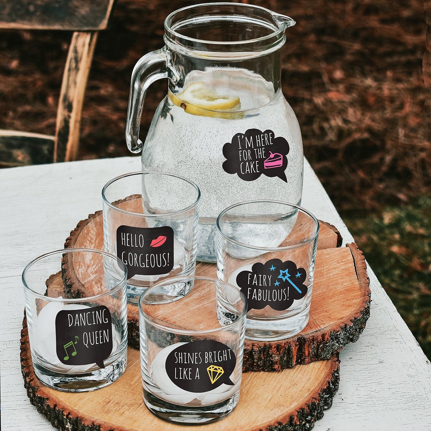 Marcadores de Bebida Divertidos LULU - 18 Calcomanías Reutilizables