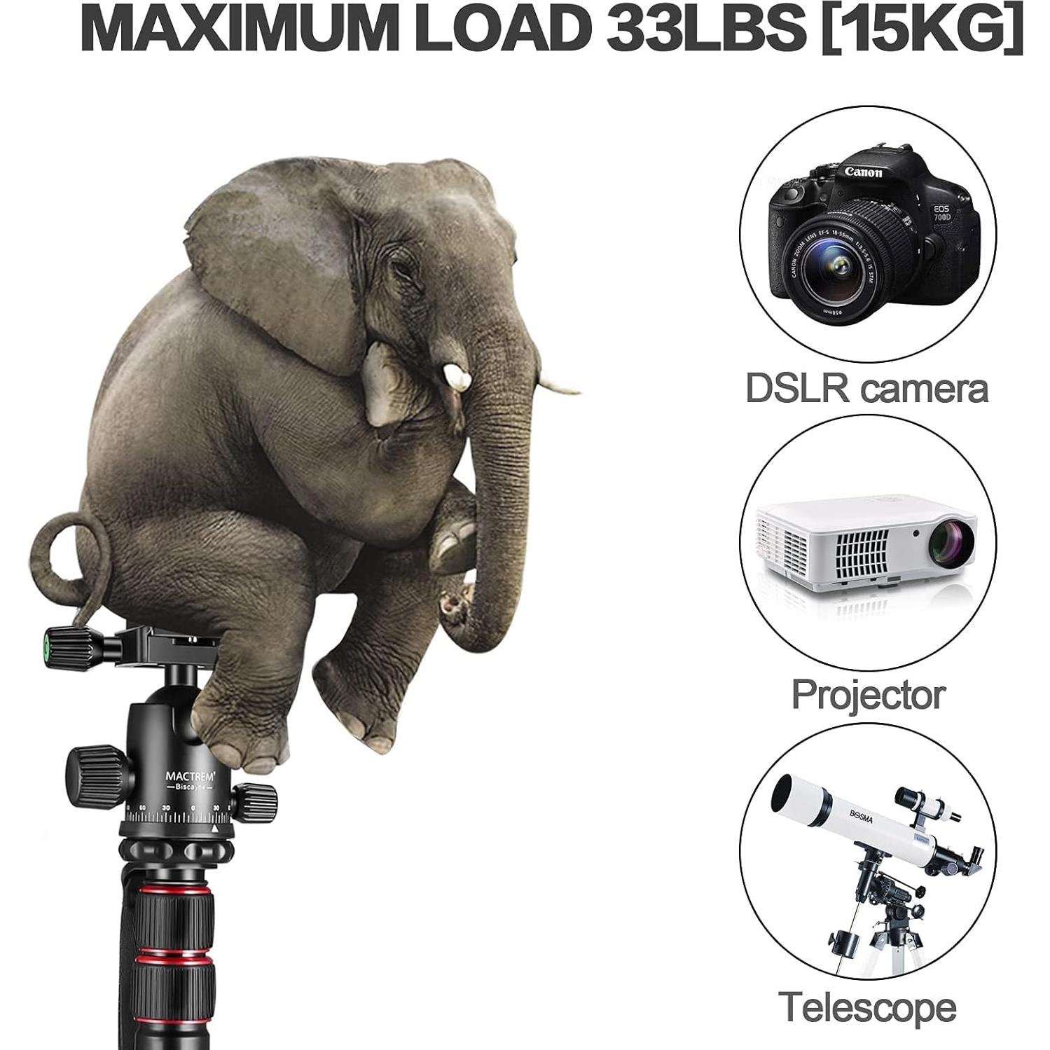 Trípode Profesional MACTREM 80" Aluminio para DSLR 15kg