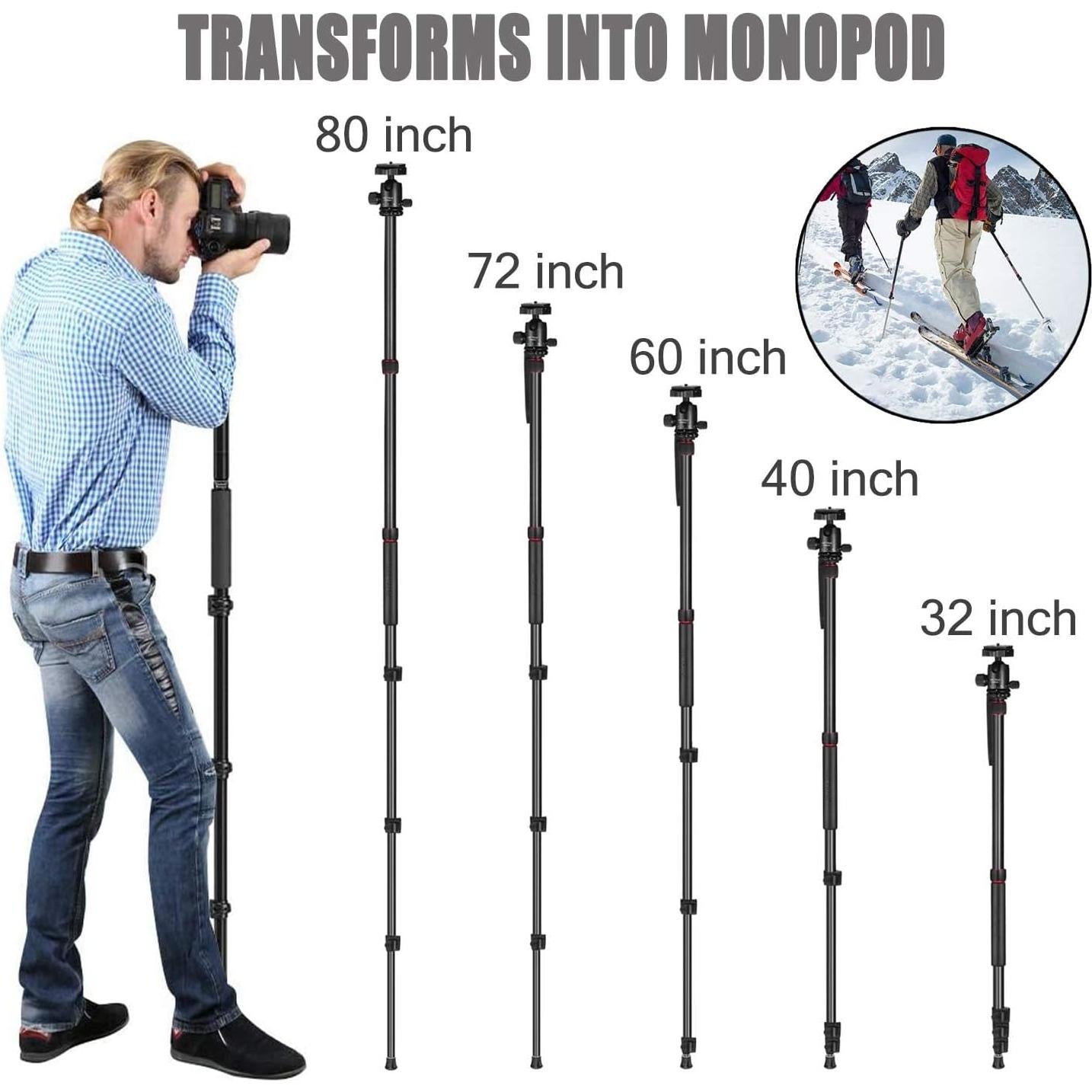 Trípode Profesional MACTREM 80" Aluminio para DSLR 15kg