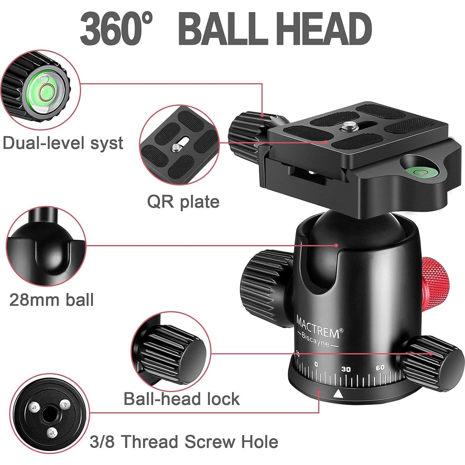 Trípode Profesional MACTREM 80" Aluminio para DSLR 15kg