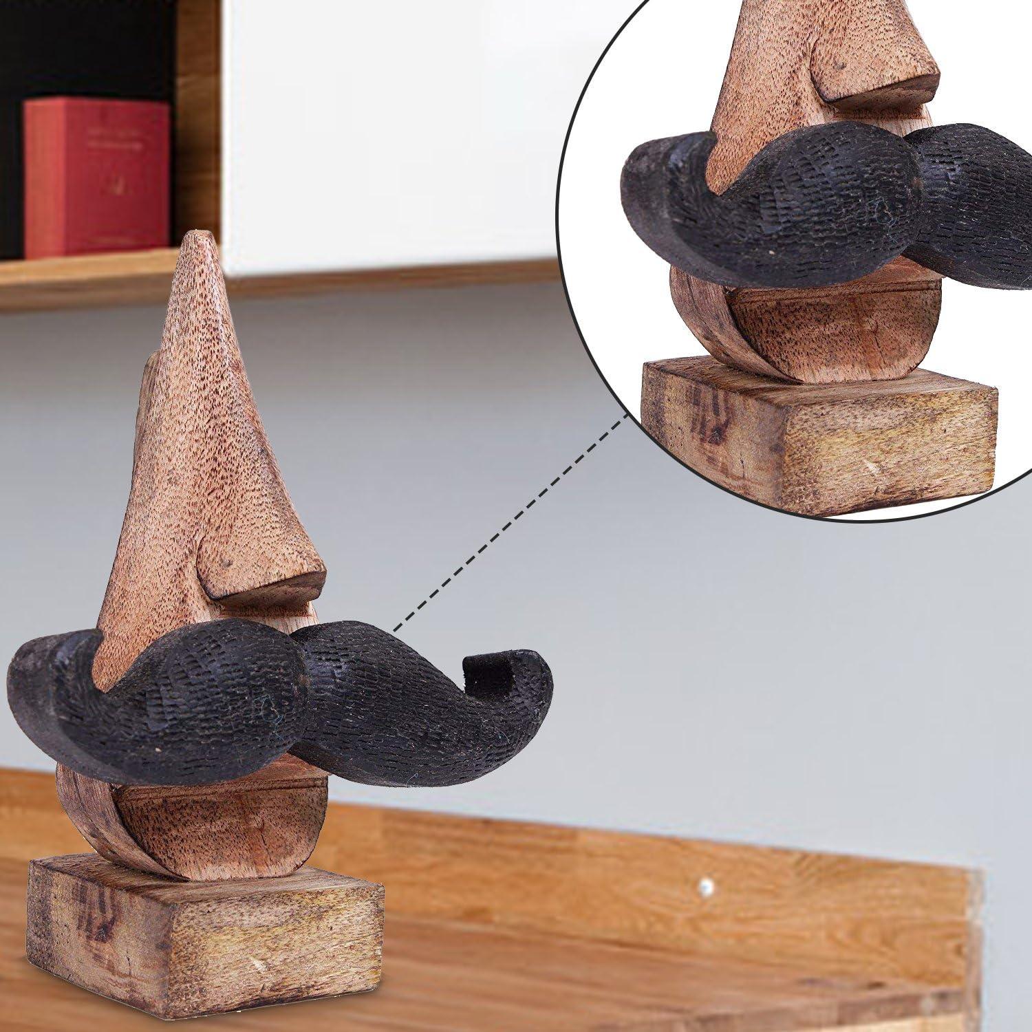 Soporte de Gafas de Madera Sheesham con Bigote Negro 15 cm