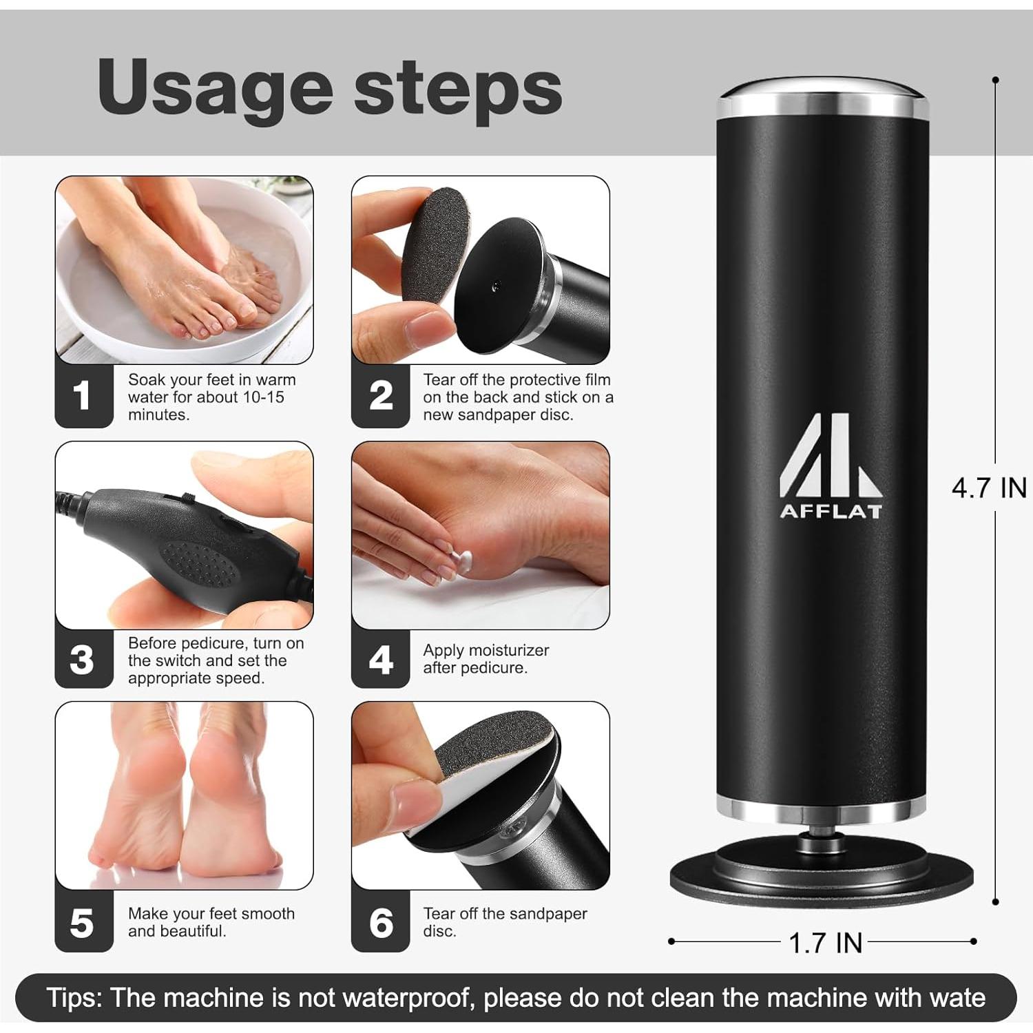 Removedor de Callos Eléctrico AFFLAT, 60 Discos, Velocidad Ajustable