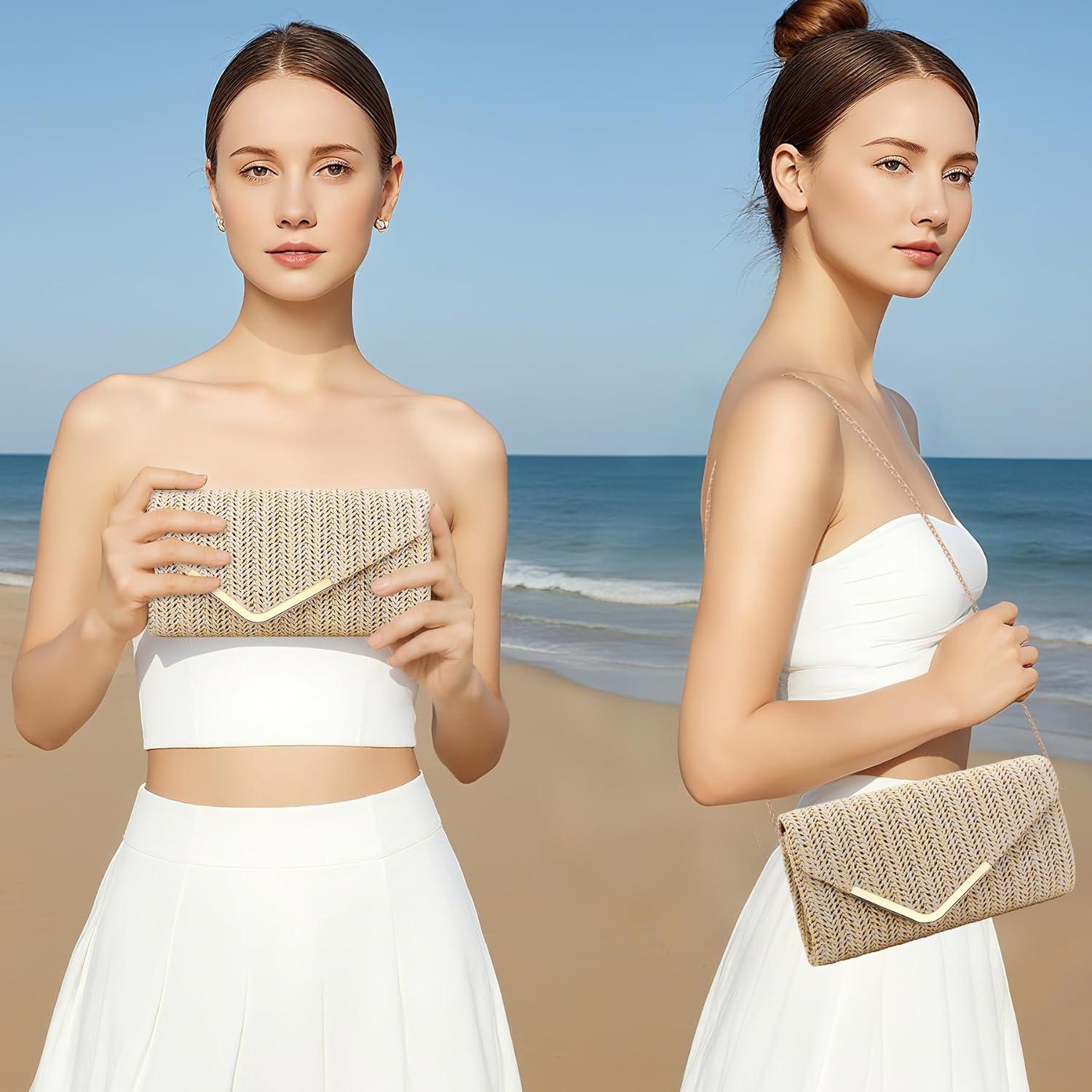 Cartera Clutch Larcenciel Beige para Mujeres 22x11 cm