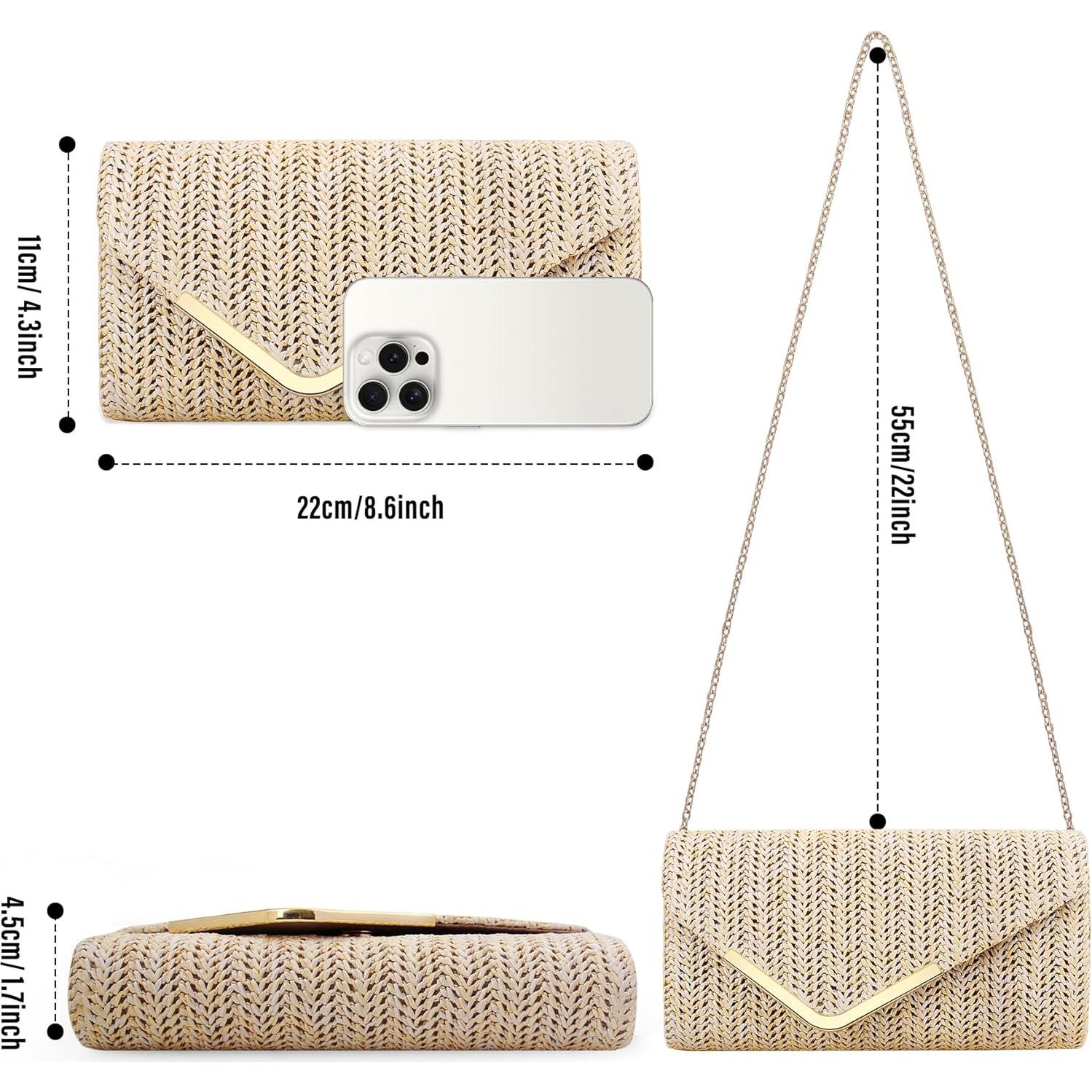 Cartera Clutch Larcenciel Beige para Mujeres 22x11 cm