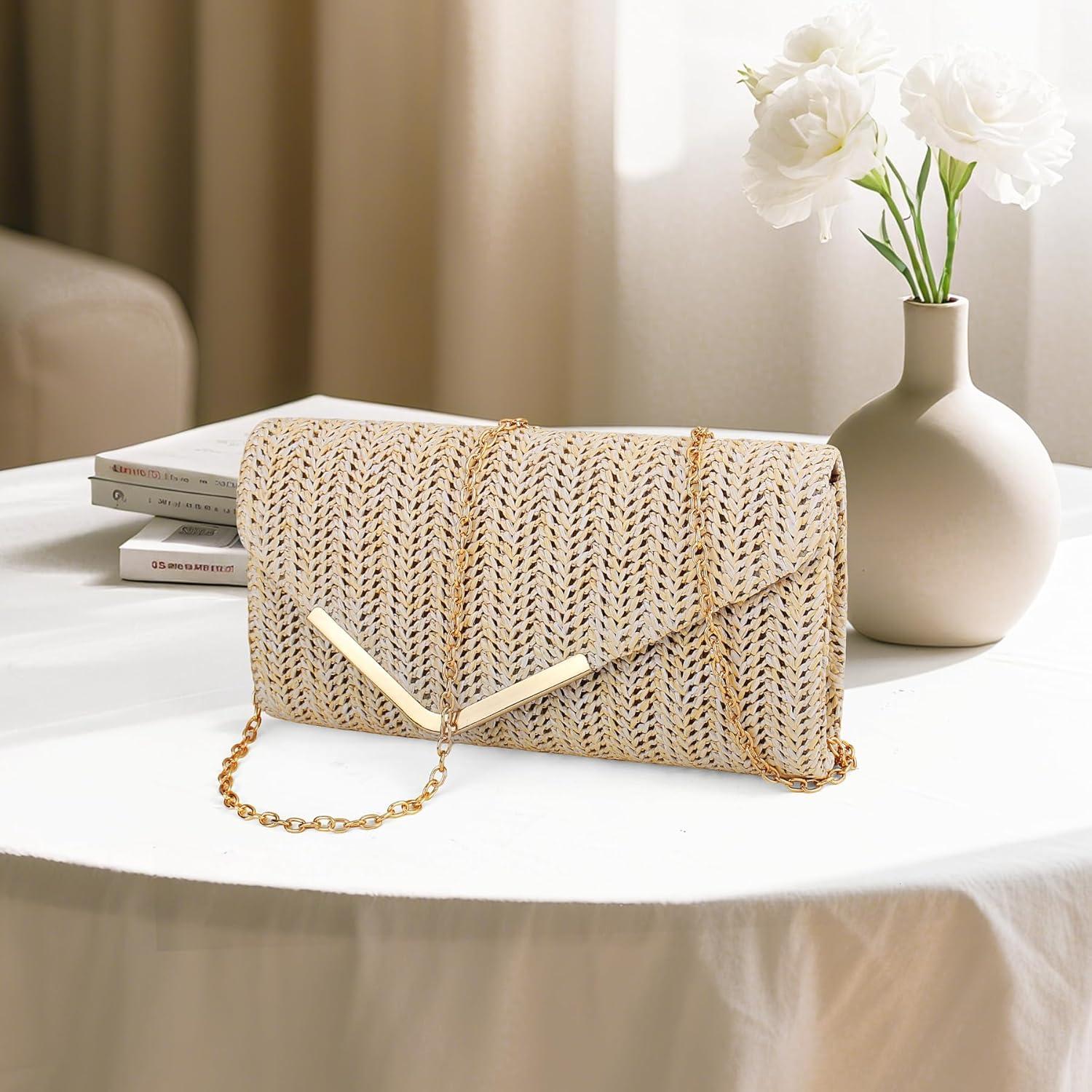 Cartera Clutch Larcenciel Beige para Mujeres 22x11 cm