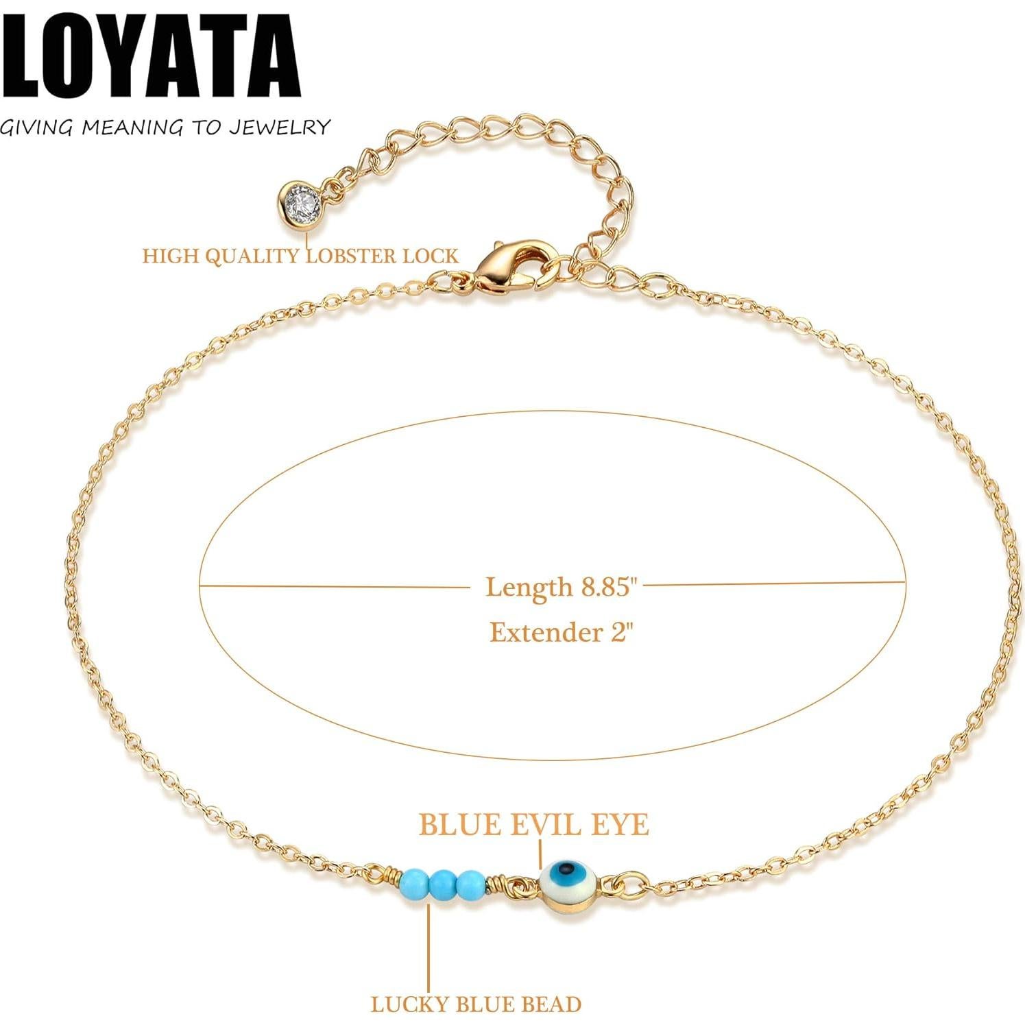 Pulsera de Tobillo Dainty LOYATA Oro 14K con Perlas y Cruz